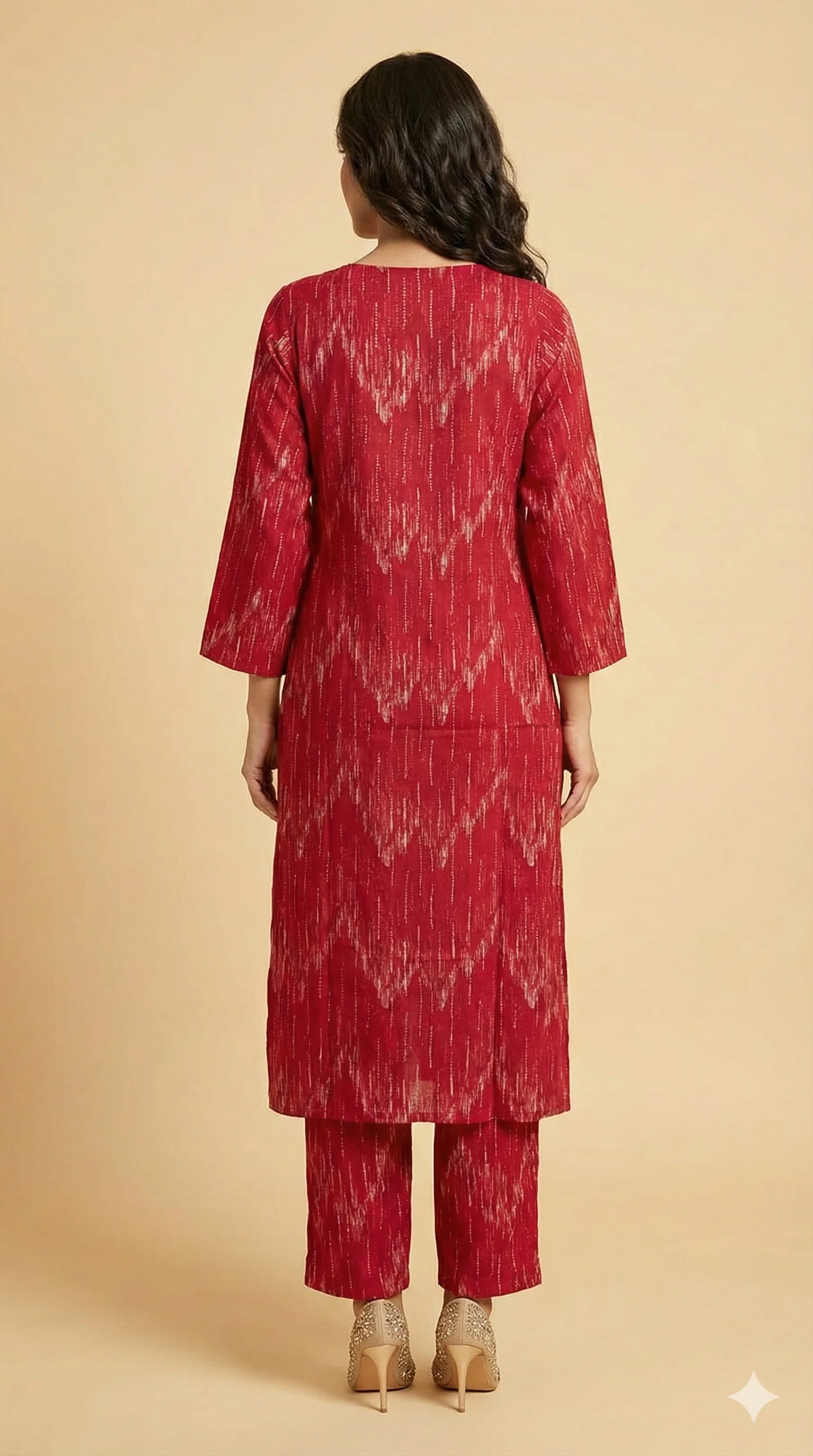 Pink Rayon Straight-Cut Co-Ord Set Featuring Elegant Ikkat Prints - Image 3