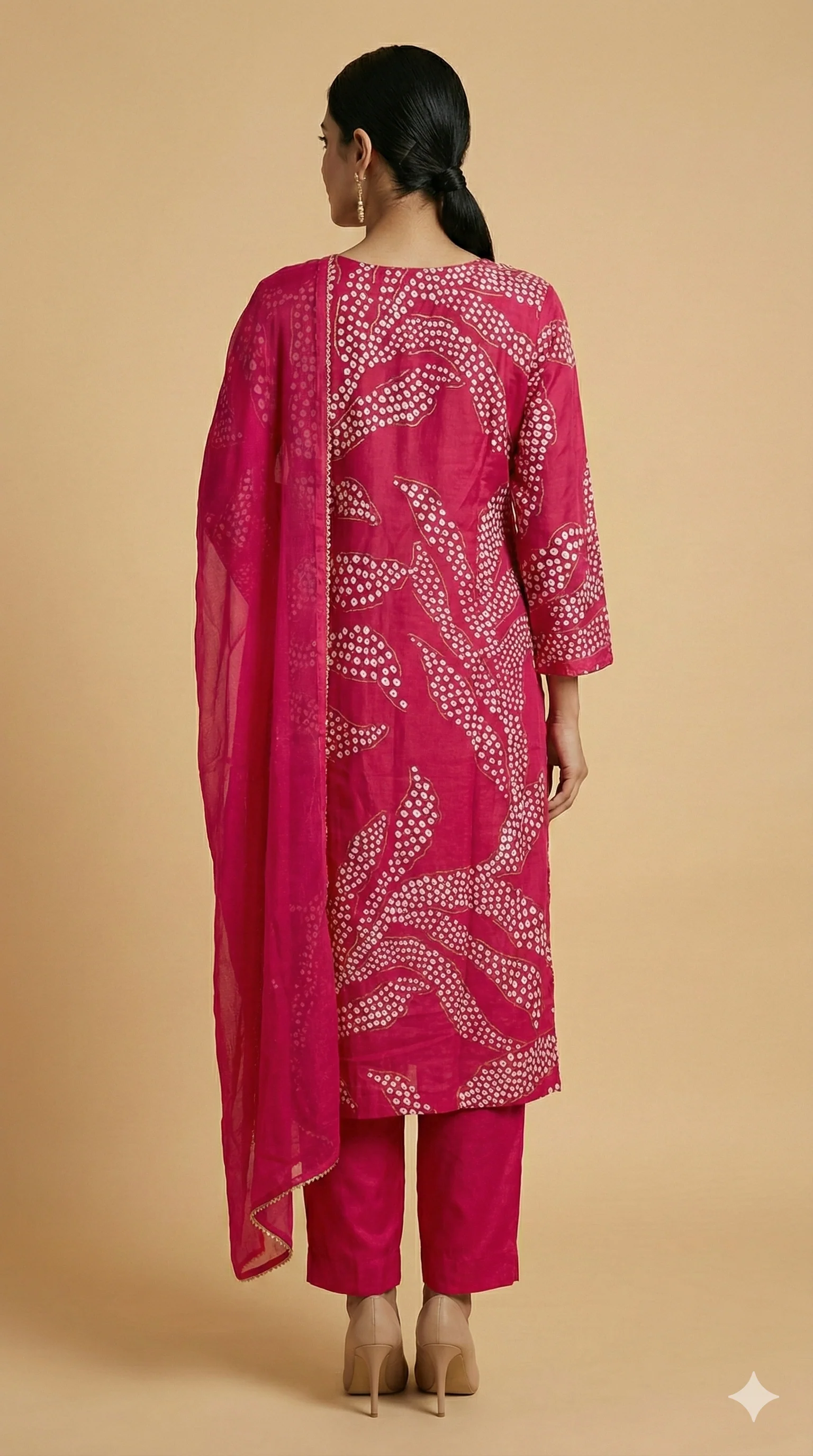 Pink Rayon Straight Cut Salwar Suit with Minimal Polka Dot Design - Image 3