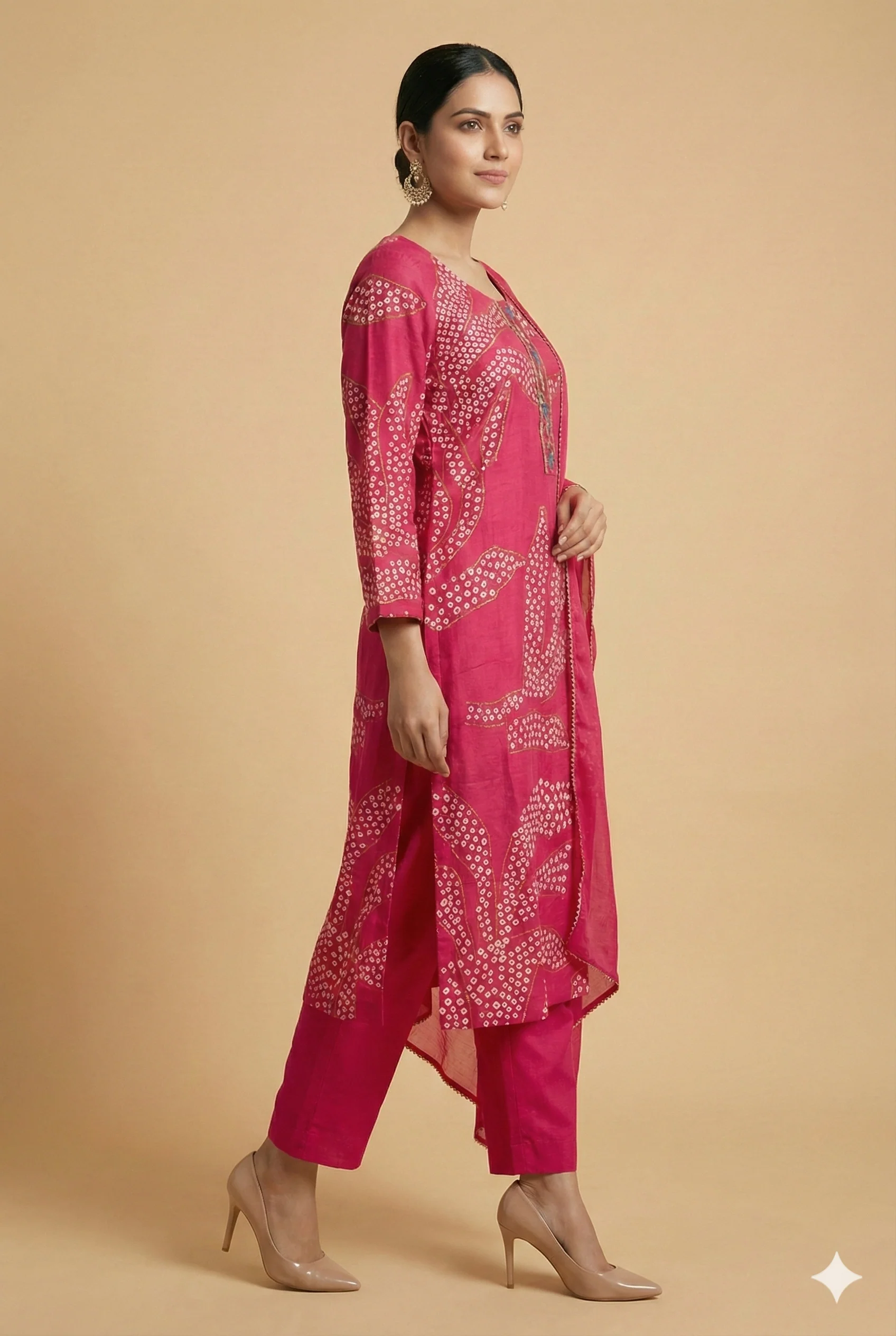 Pink Rayon Straight Cut Salwar Suit with Minimal Polka Dot Design - Image 4
