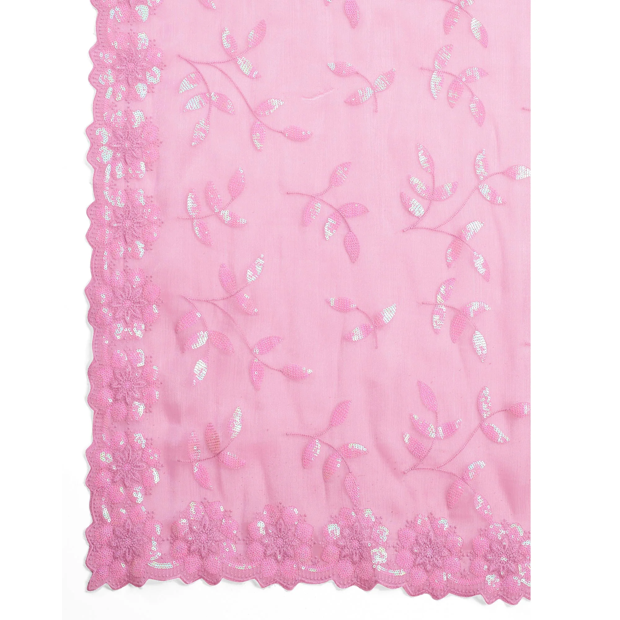 Pink Sequins Embroidered Art Silk Saree - Image 9
