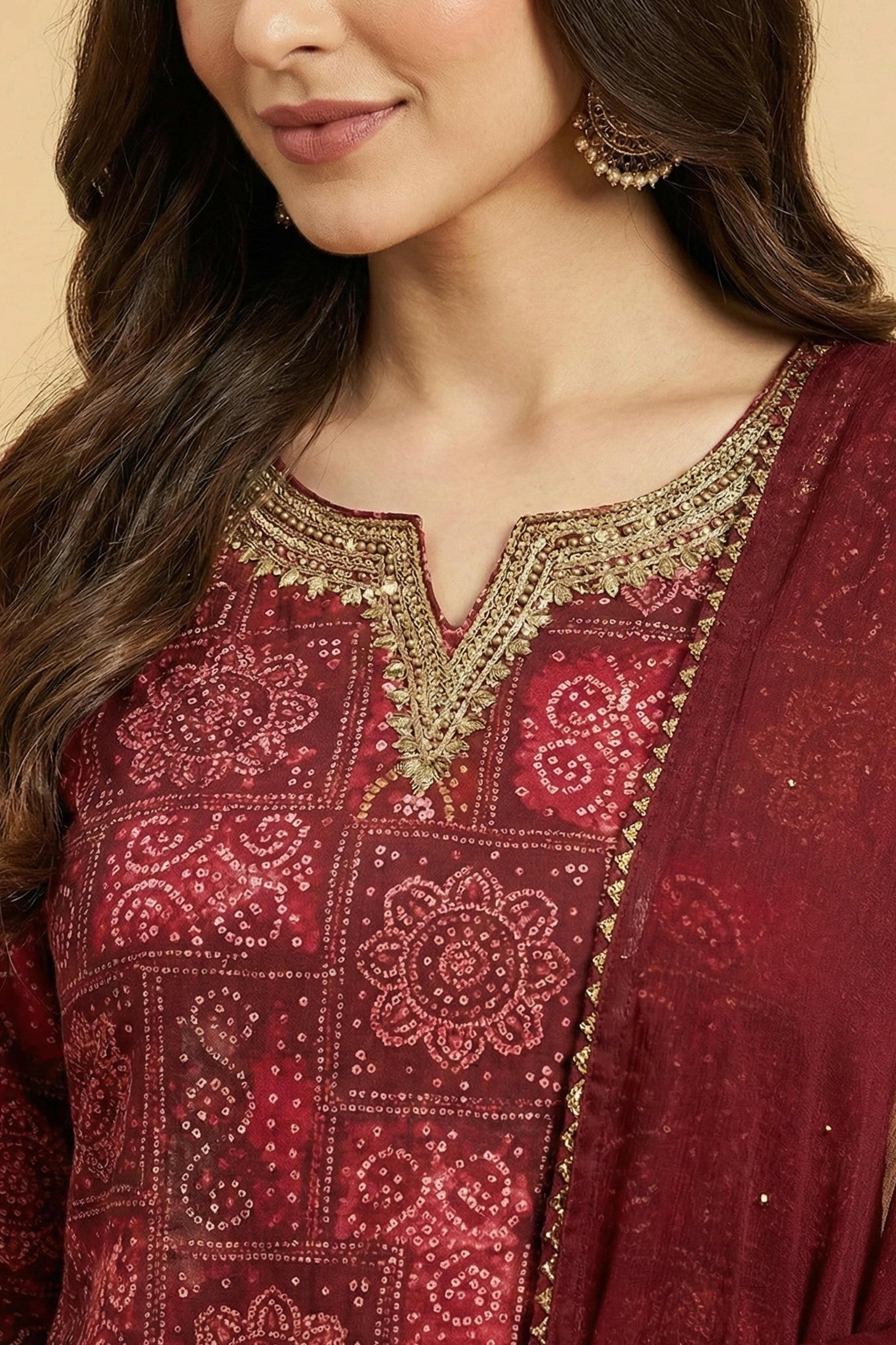 Pink Traditional Bandhani Print Rayon Straight-Cut Salwar Suit with Graceful Appeal - Image 2
