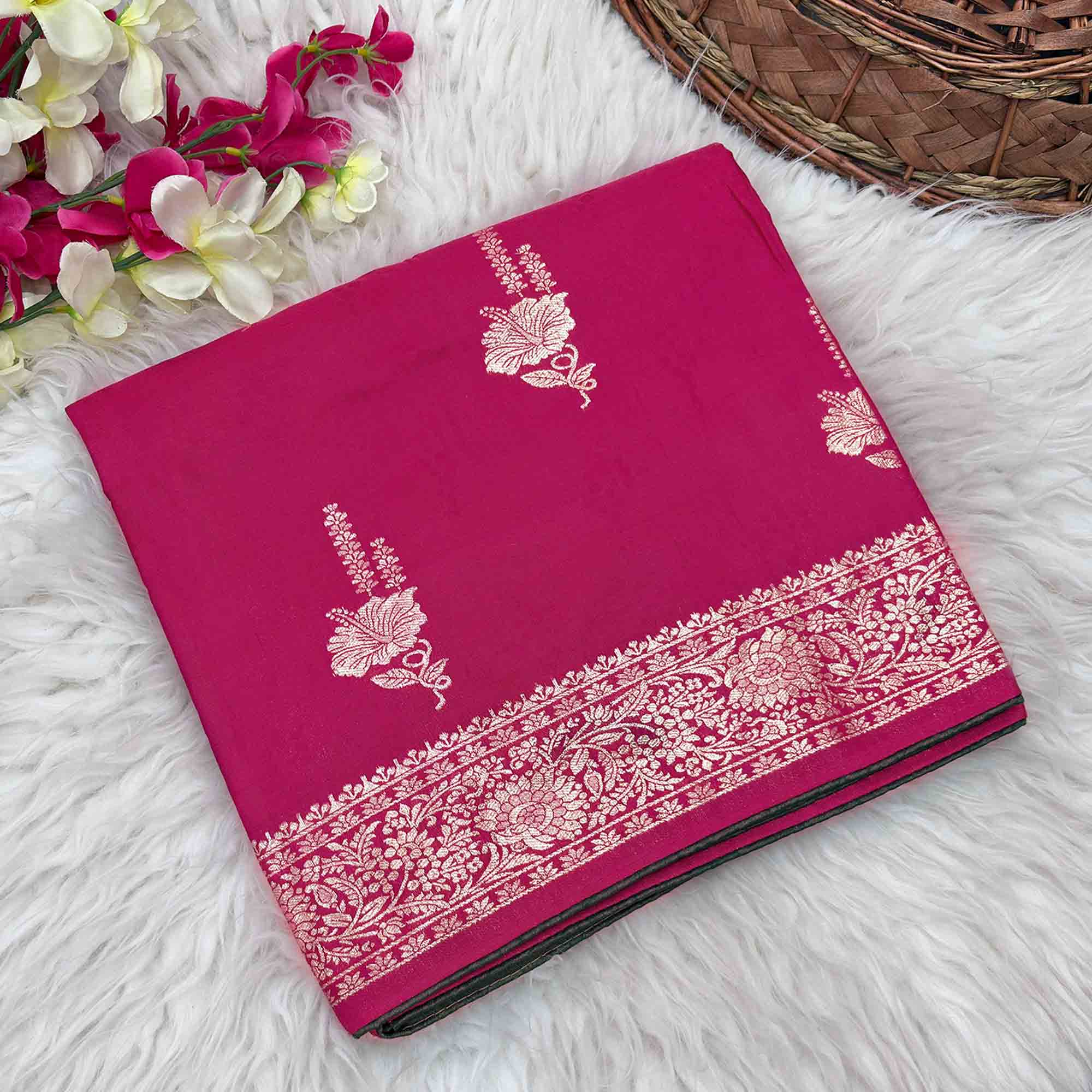 Pink Traditional Muslin Soft Saree Featuring Luxurious Meenakari Zari Patterns - Image 3
