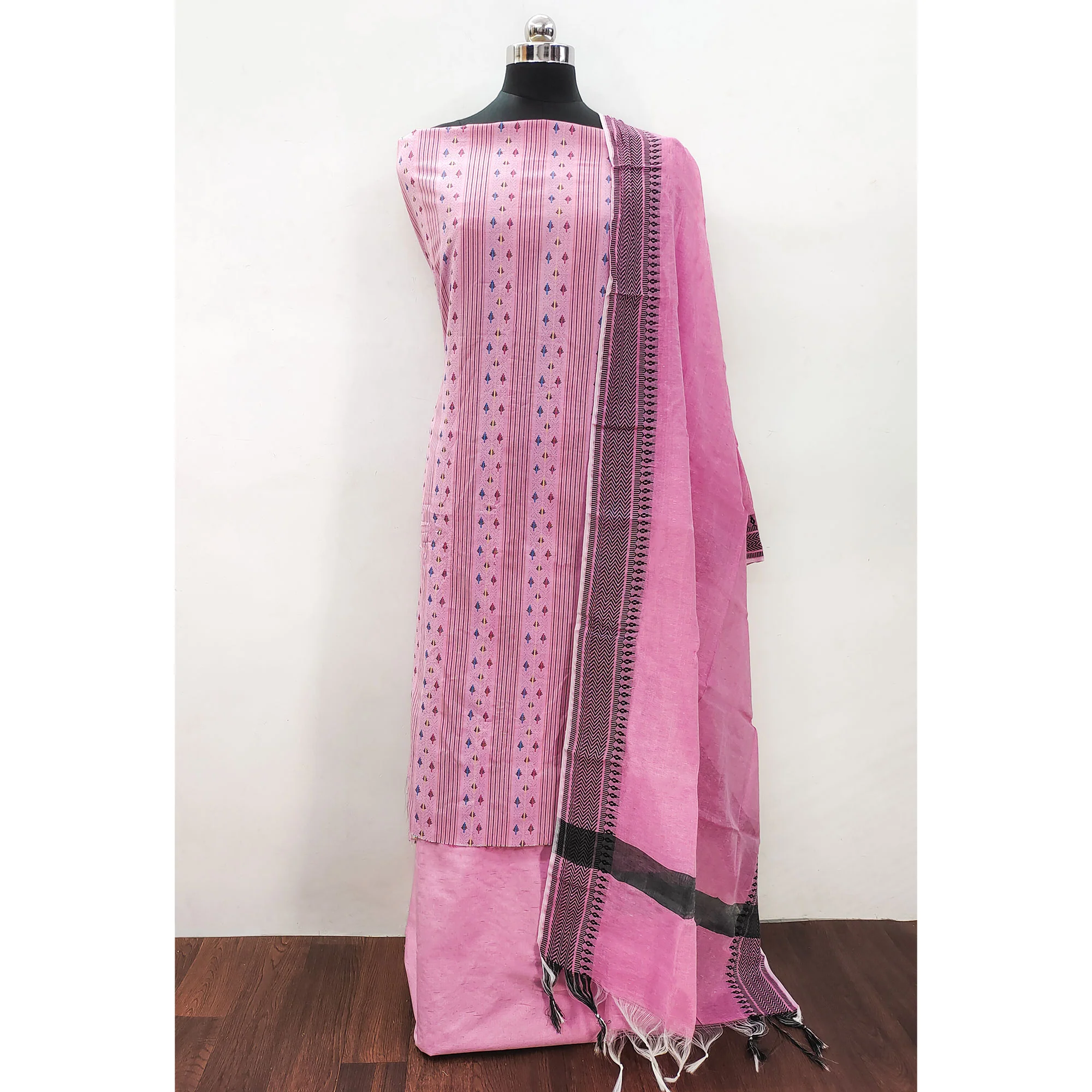 Pink Woven Pure Cotton Dress Material - Image 3