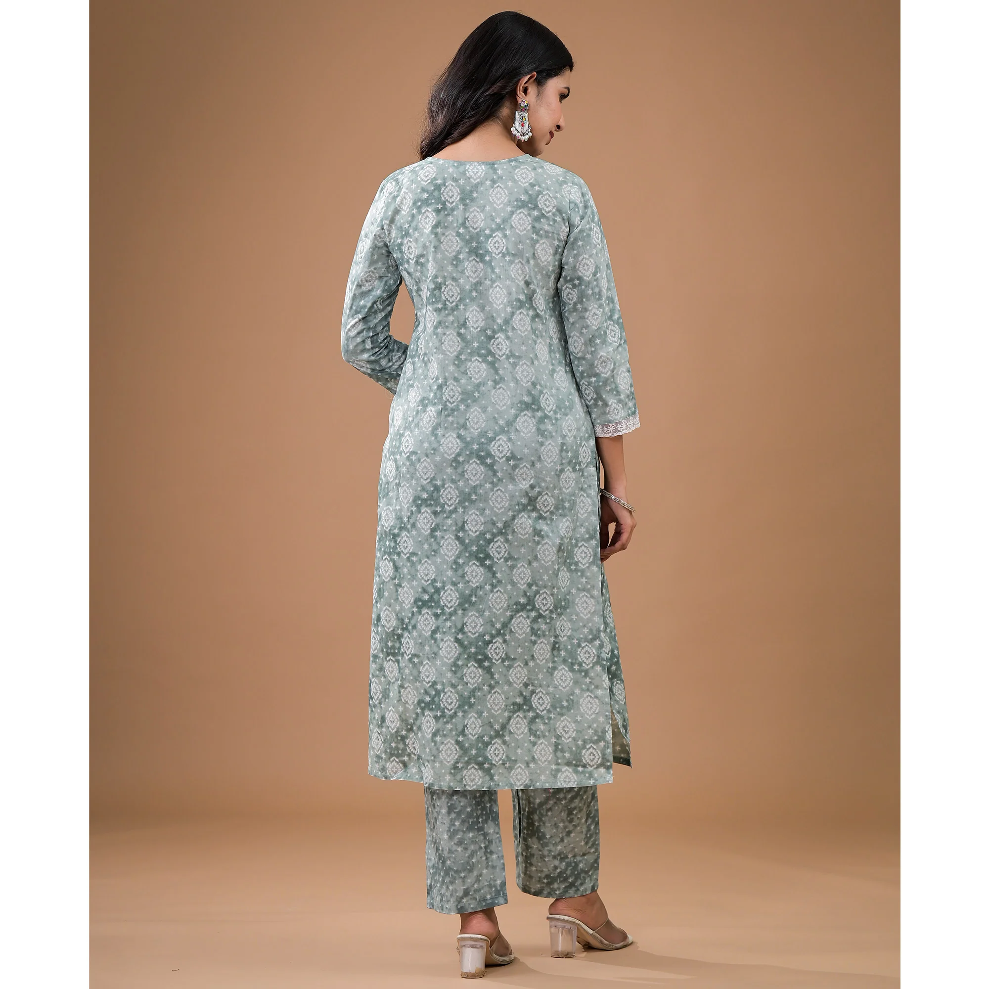 Mint Green Printed Pure Cotton Straight Salwar Suit - Image 5