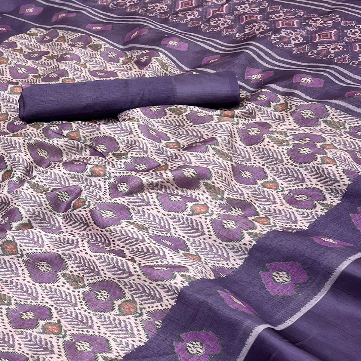 Purple Art Silk Saree Featuring Modern Digital Print & Tassel Pallu - Image 2