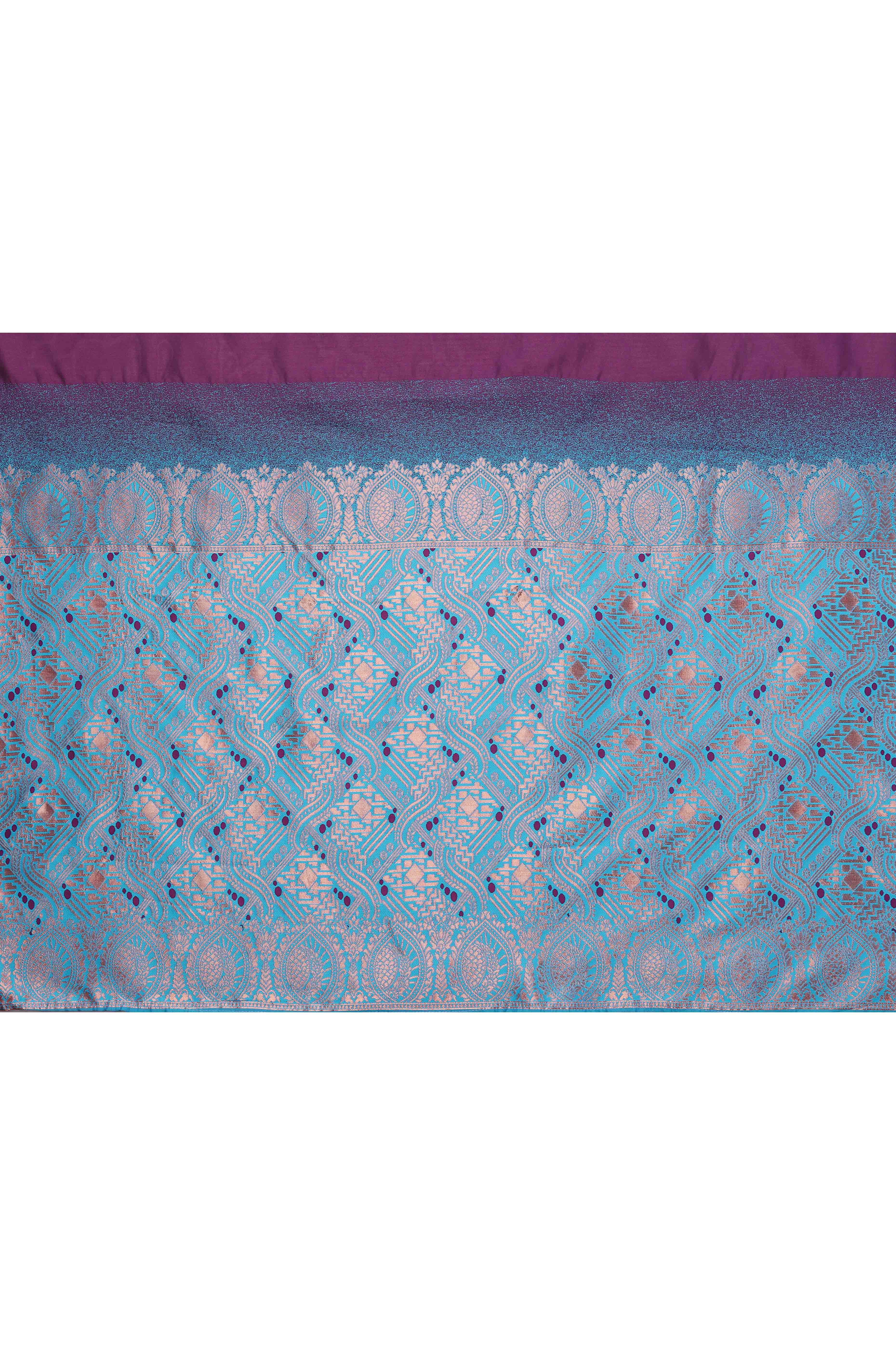 Purple Banarasi Silk Saree Adorned With Floral Zari Weaving - Image 8