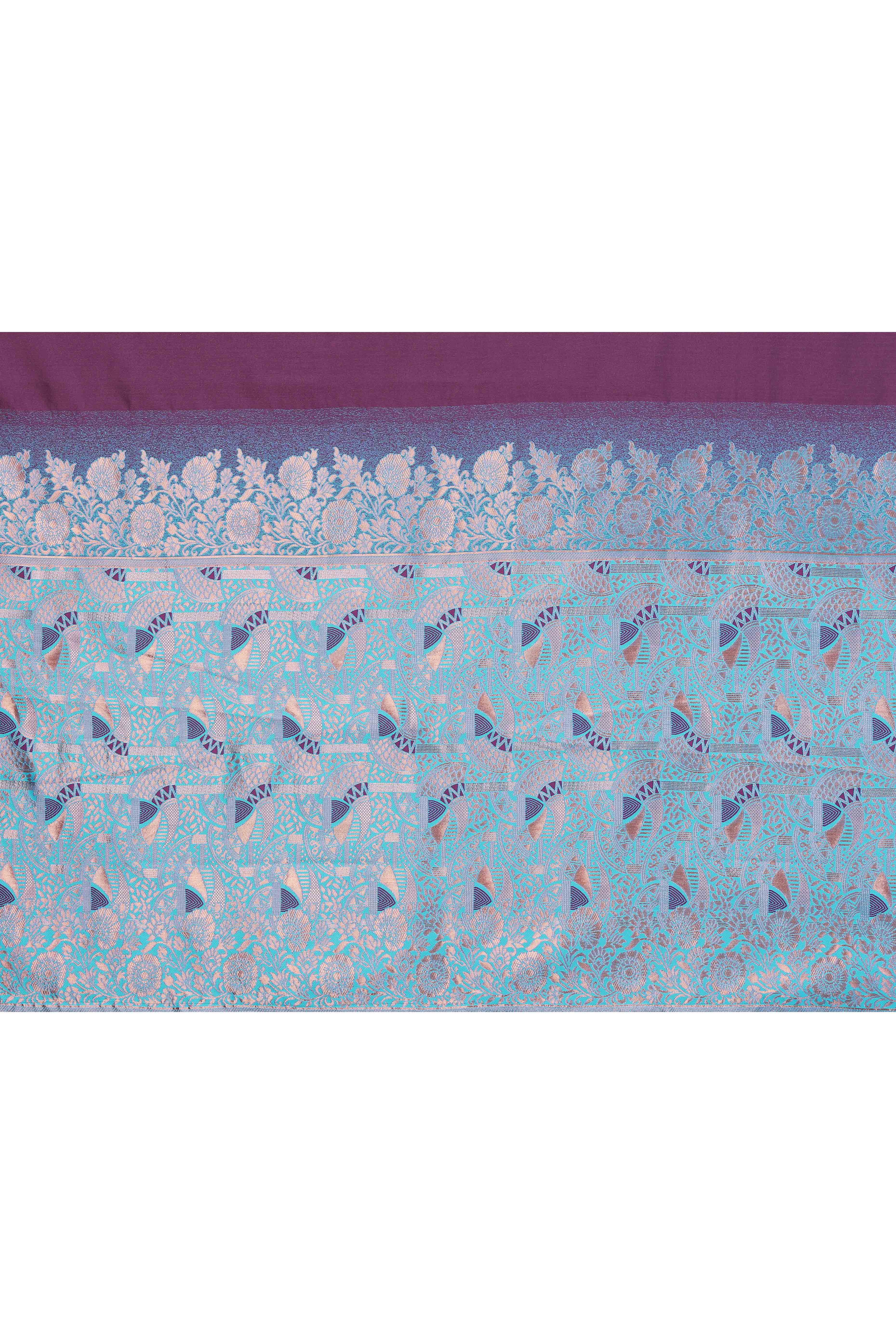 Purple Banarasi Silk Saree With Exquisite Floral Zari Weaving - Image 8