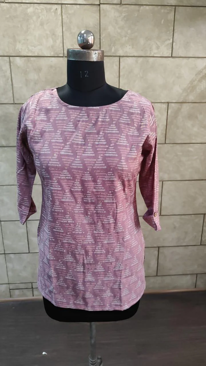 Purple Foil Printed Rayon Top
