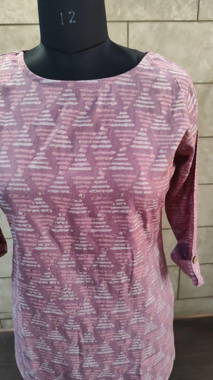 Purple Foil Printed Rayon Top - Image 2