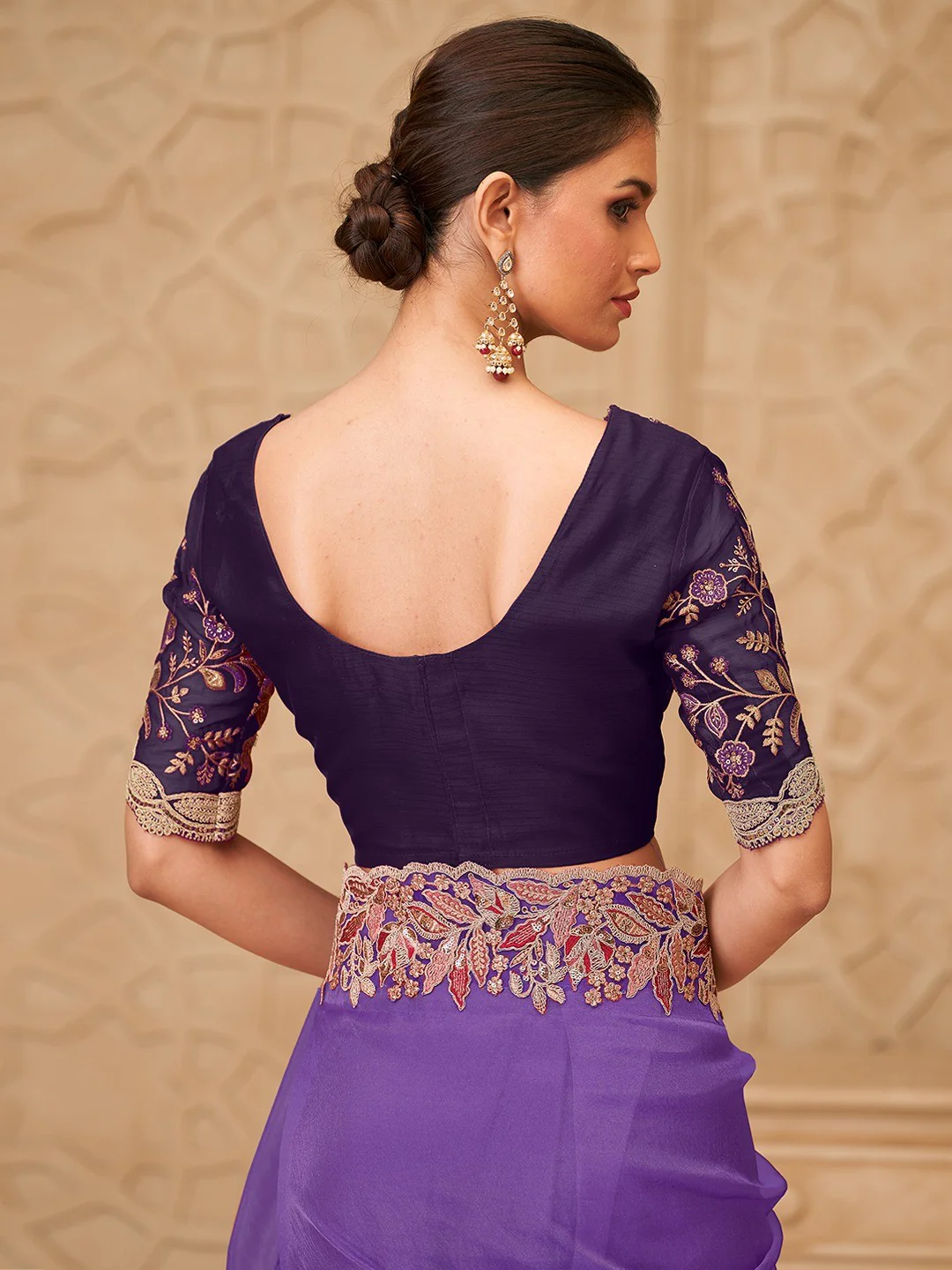 Purple Georgette Saree with Elegant Embroidered Work and Modern Ethnic Appeal - Image 2