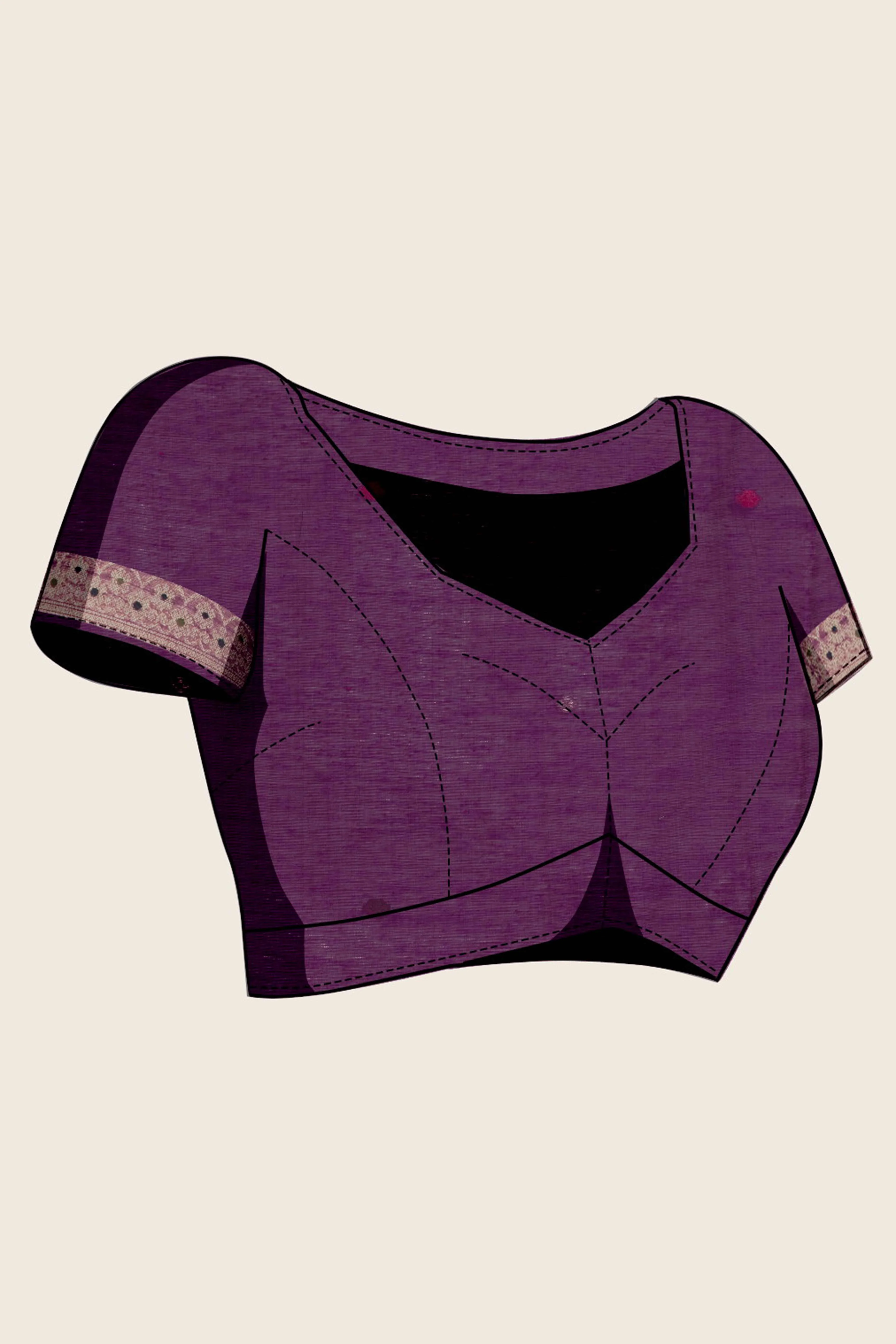 Purple Lightweight Handloom Munga Cotton Blend Saree Accented with Floral Woven Motifs - Image 9