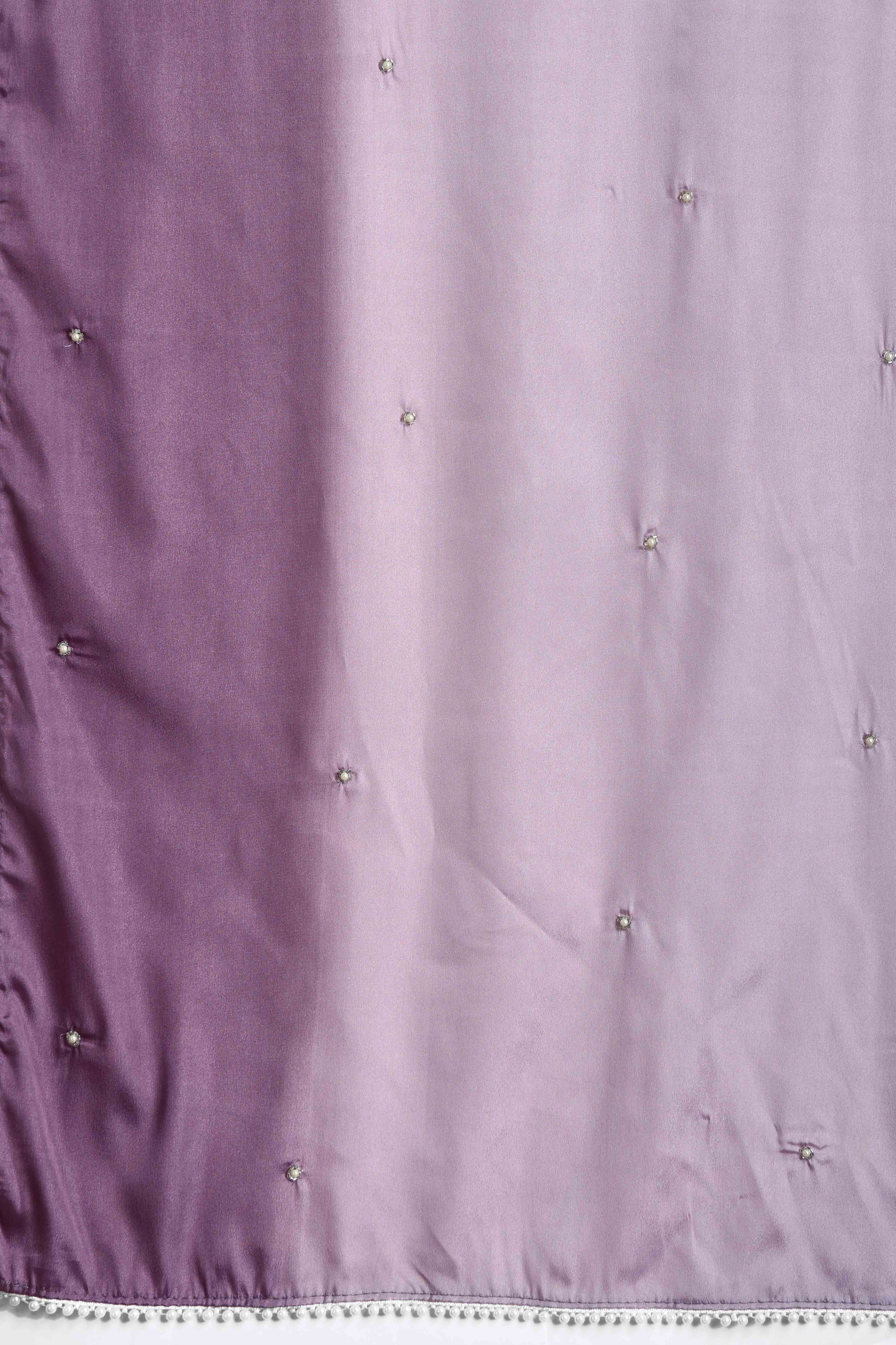 Purple Ombre Satin Saree with Delicate Bead Embellishments - Image 8