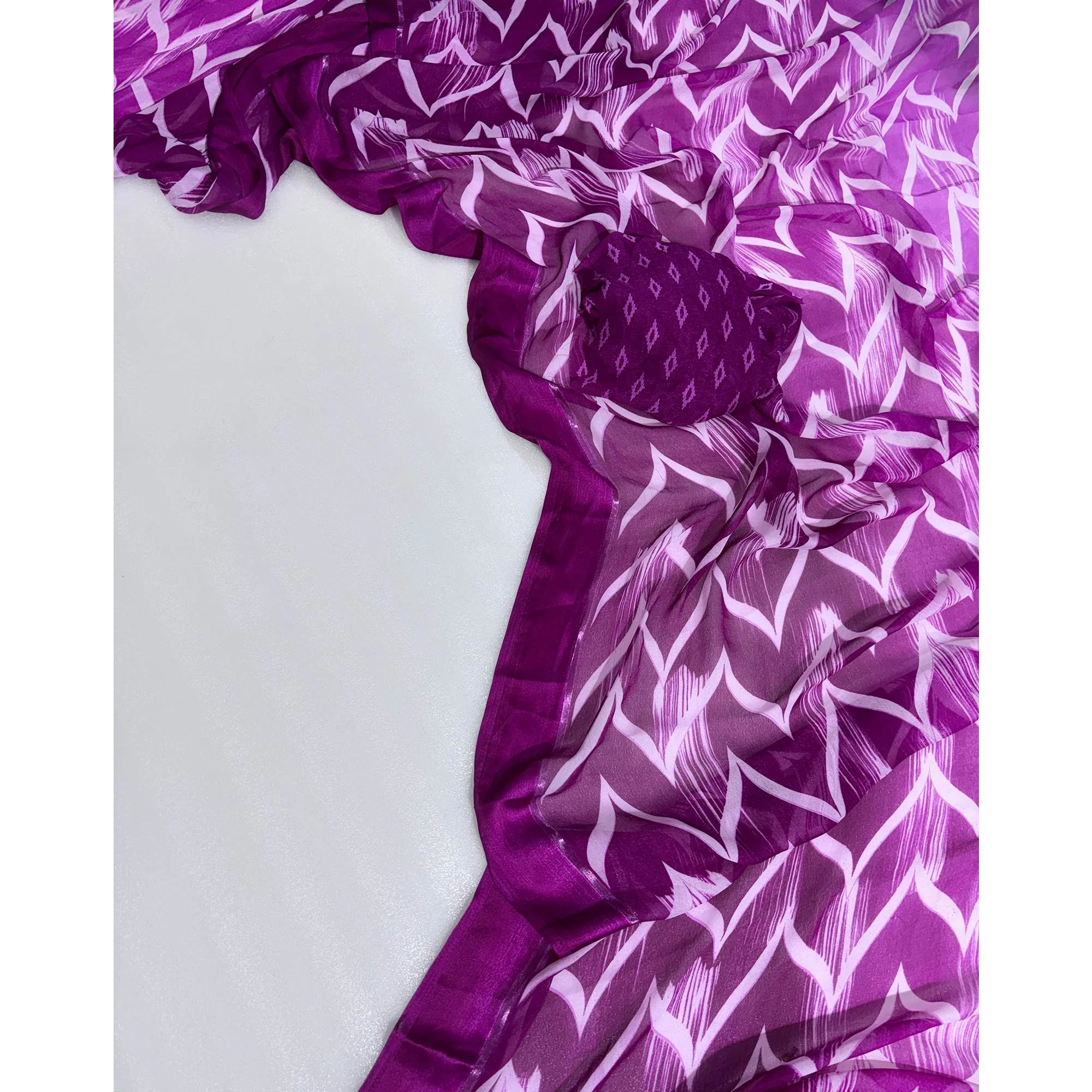 Purple Shibori Printed Chiffon Saree - Image 4