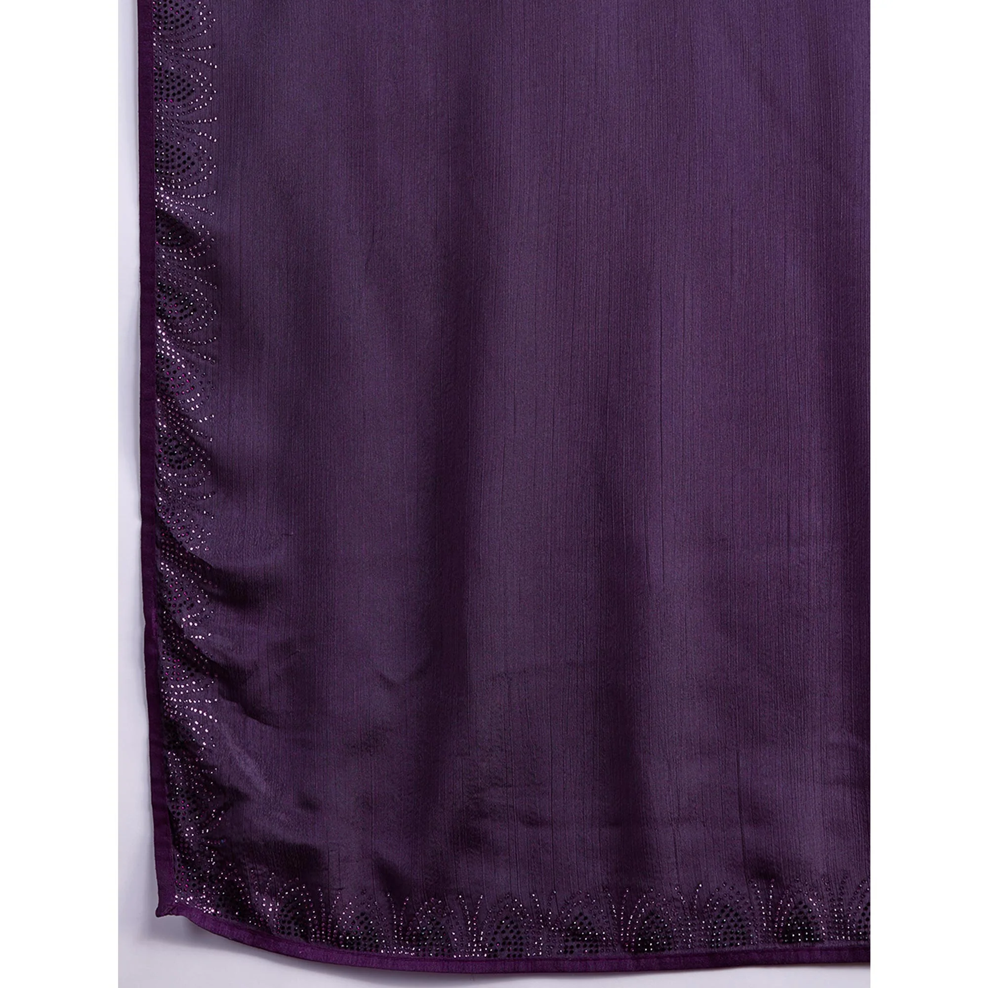 Purple Swarovski Border Work Chinon Ombre Saree - Image 10