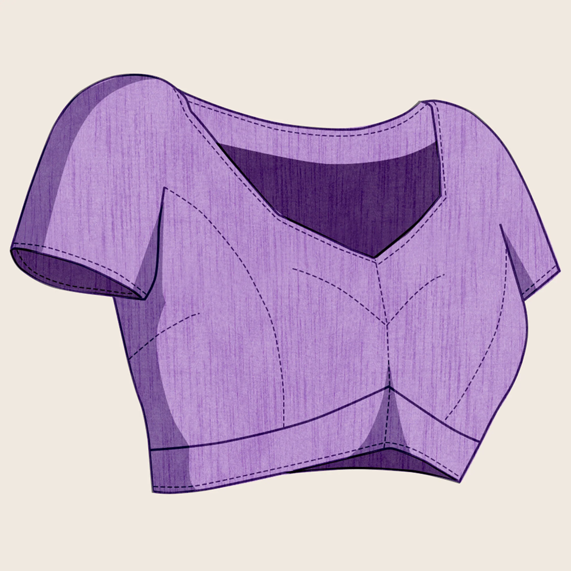 Purple Swarovski Border Work Chinon Ombre Saree - Image 9