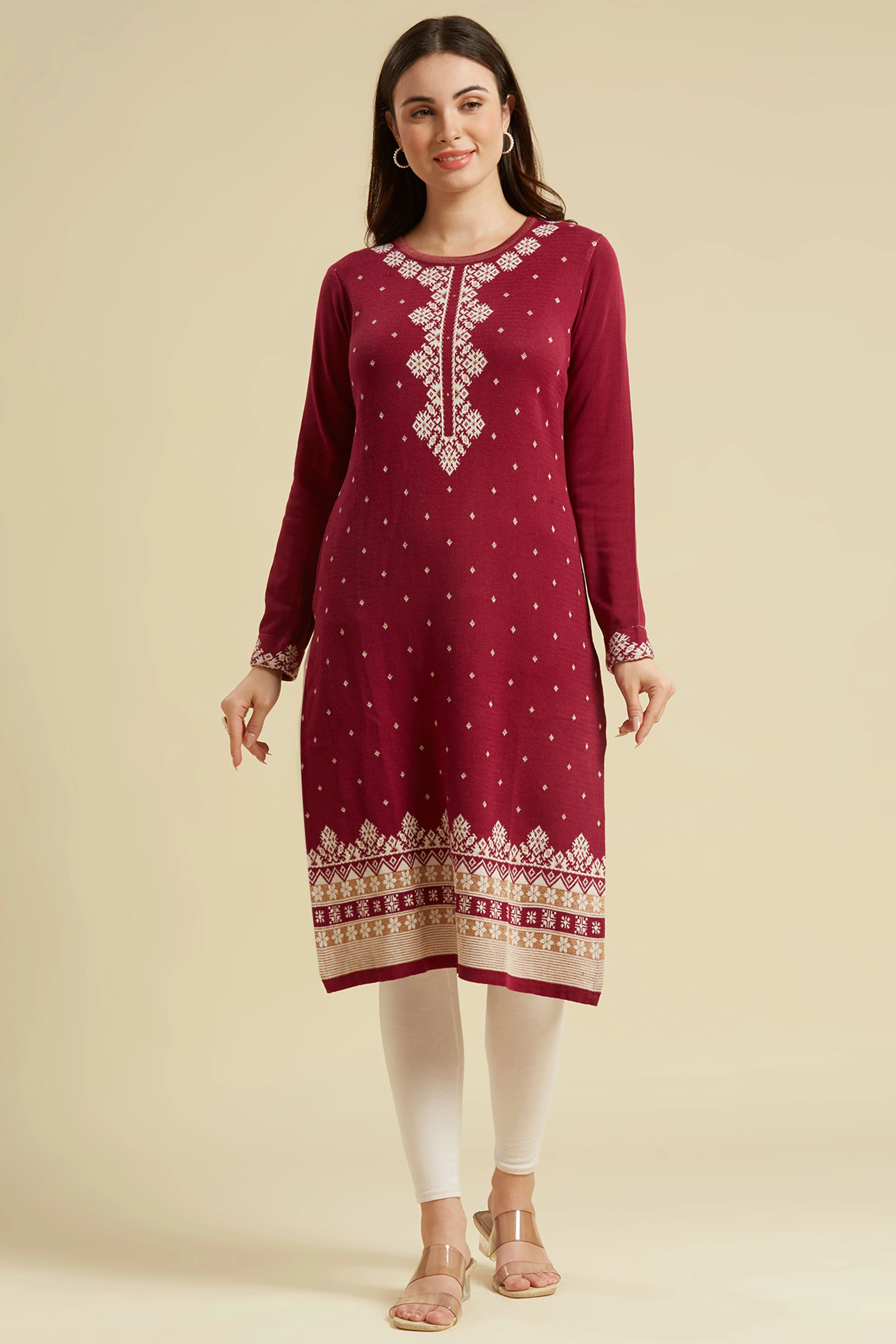 Purple Woolen Straight Kurti - Image 6