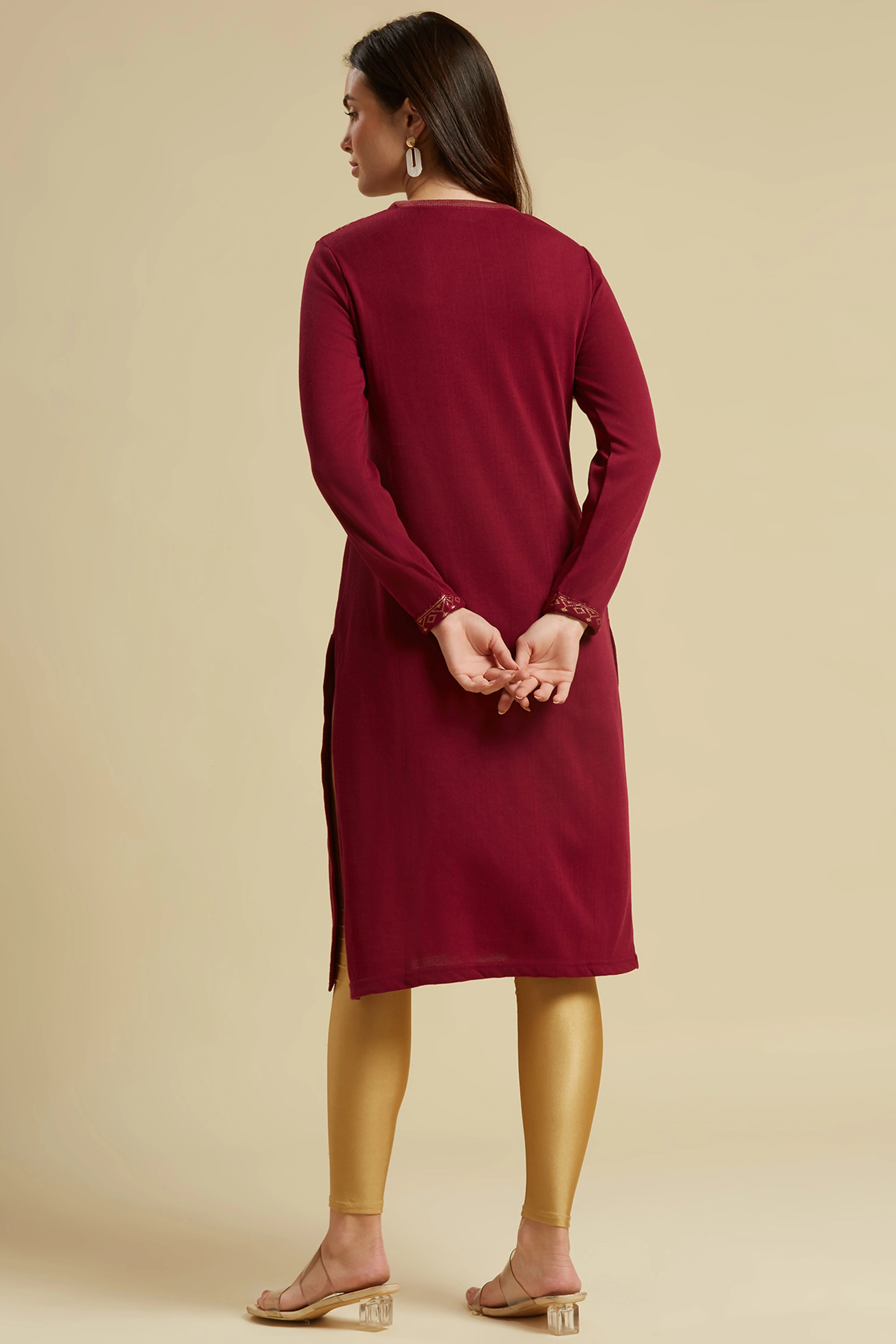 Purple Woolen Straight Kurti - Image 3