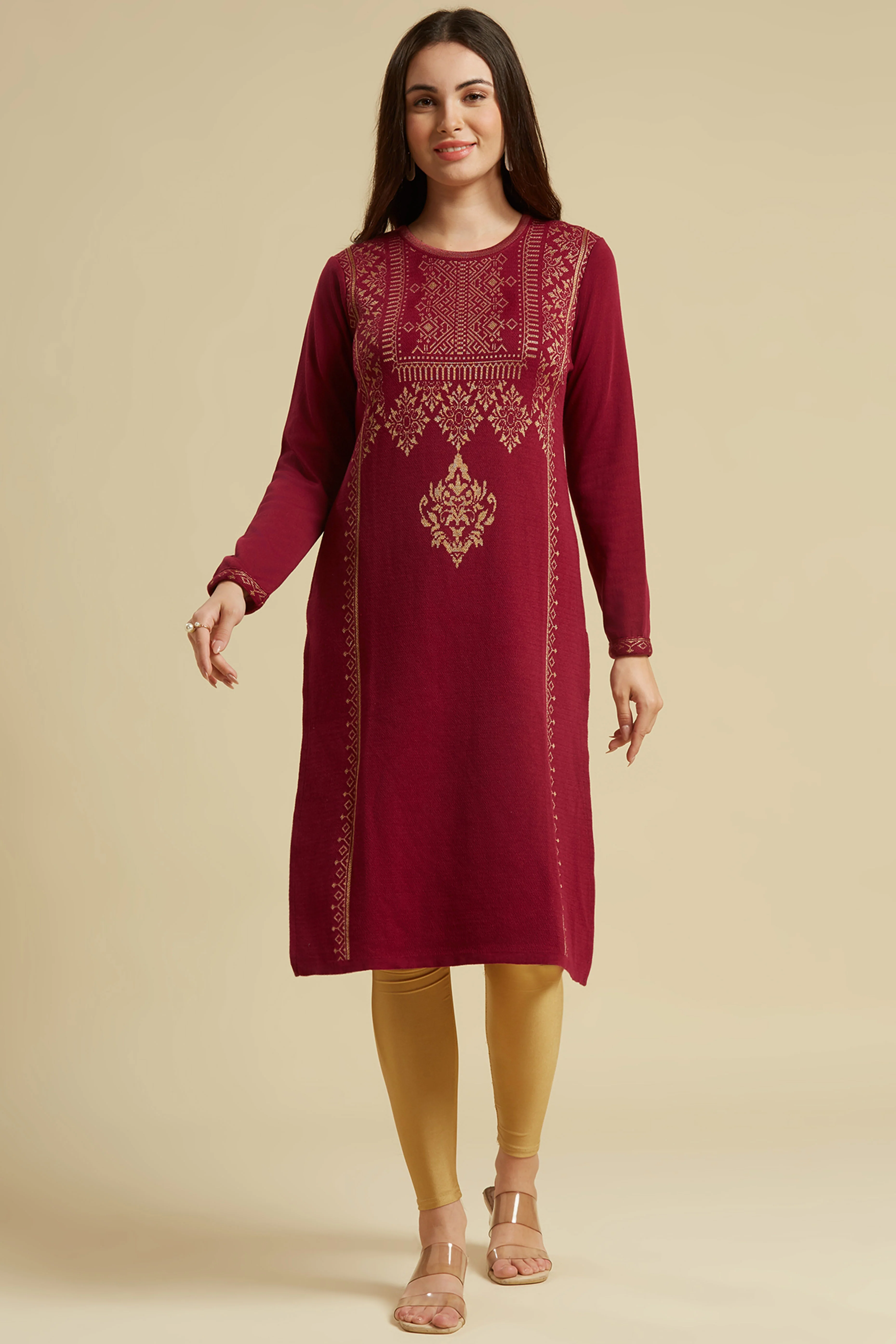 Purple Woolen Straight Kurti - Image 6