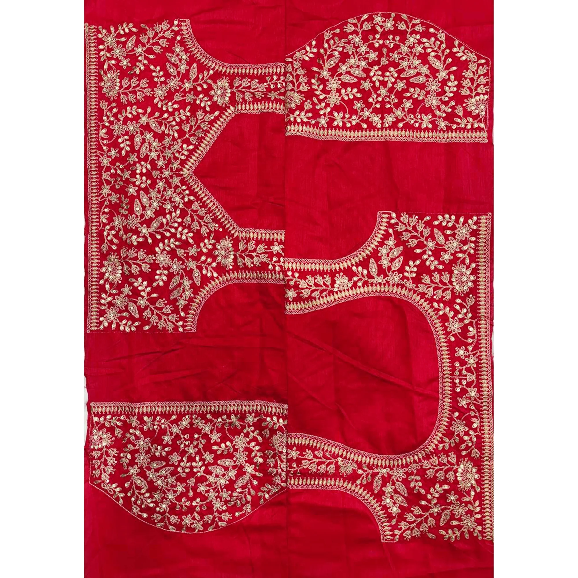 Red Festive Silk Blend Saree Highlighted with Silver Thread Work and Shimmering Sequins - Image 4