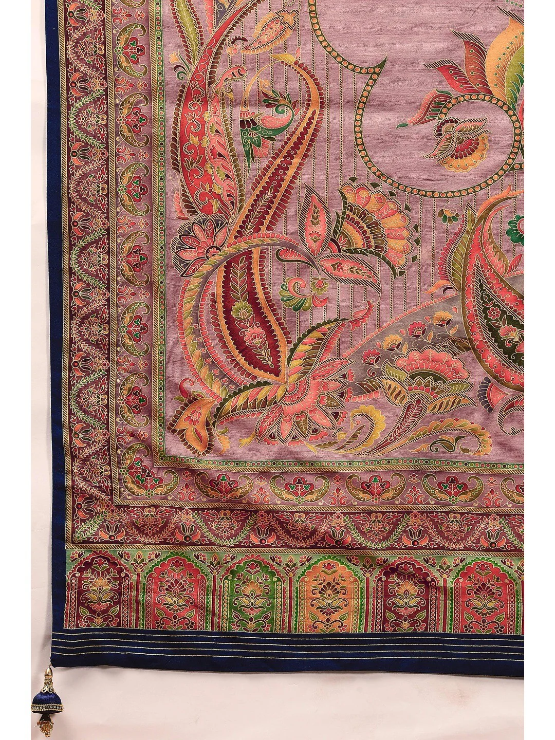 Refreshing Pink Floral & Paisley Position Printed Pure Viscose Dola Saree With Timeless Charm - Image 8