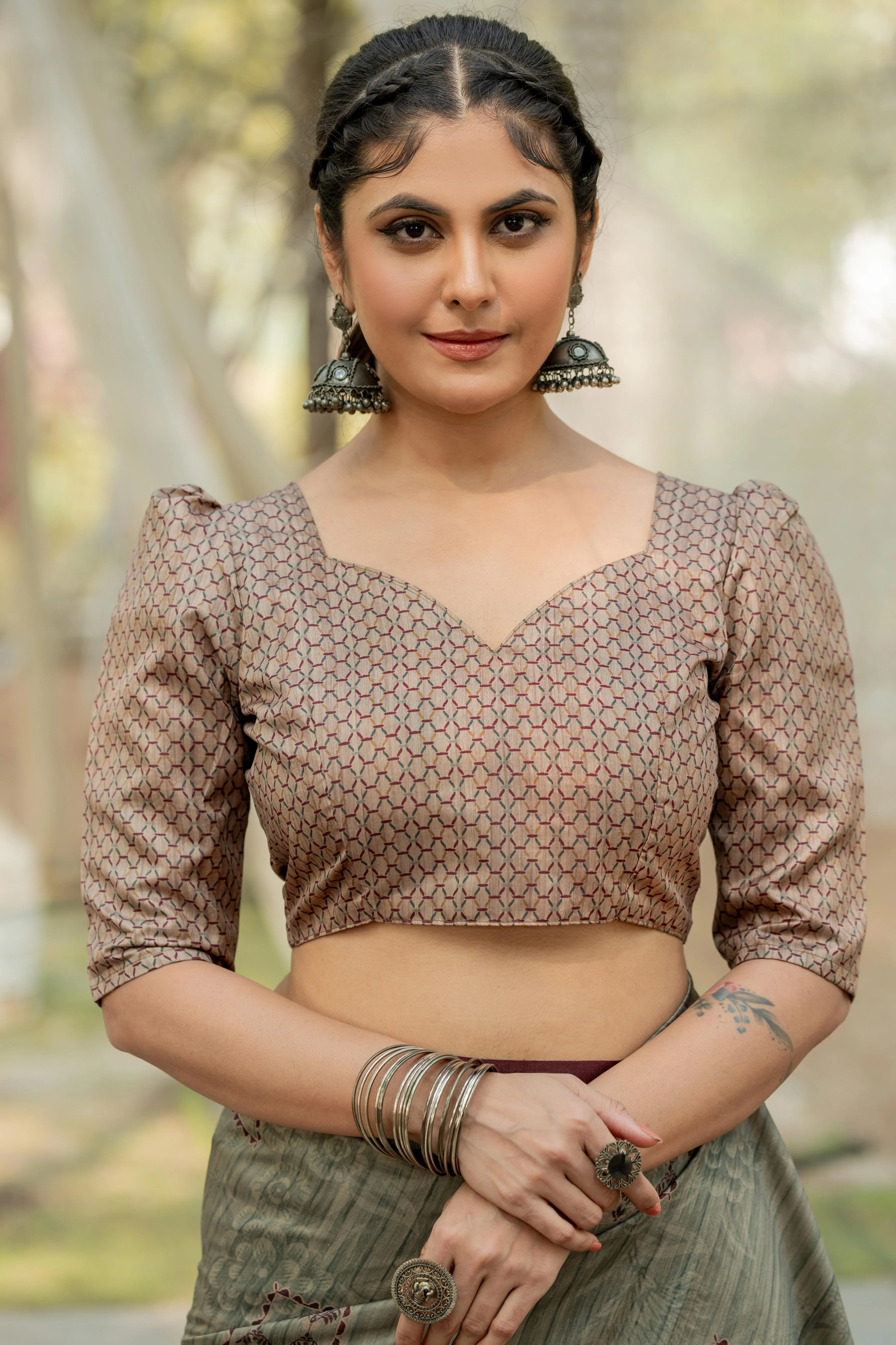 Sage Green Kozi Cotton Silk Saree Showcasing Digital Prints and Soft Tassel Edging - Image 9