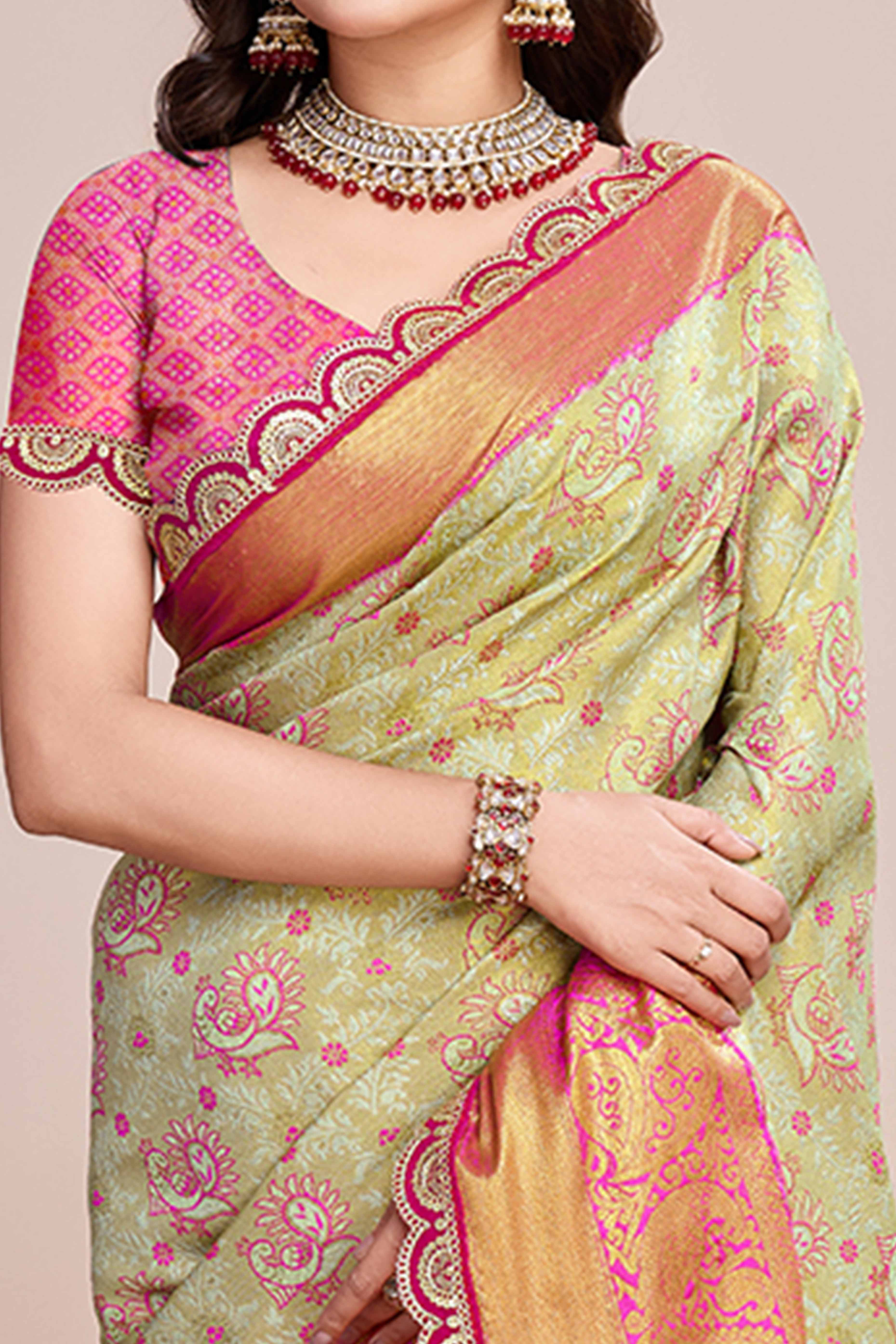 Sandy Brown Zari Weaving Kanjivaram Silk Saree - Image 2