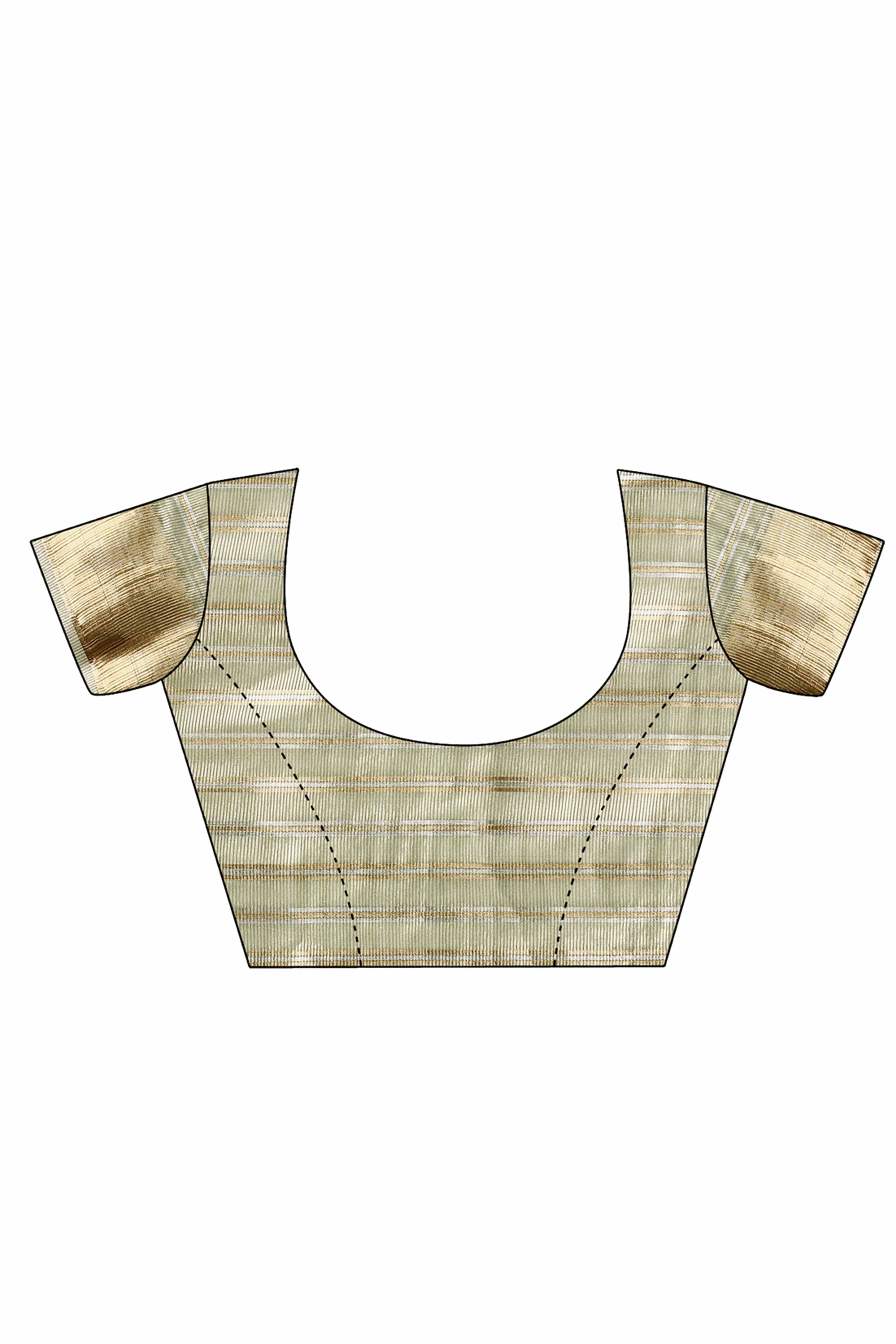 Sea Green Lightweight Organza Saree with Rich Zari Stripes Pattern - Image 8