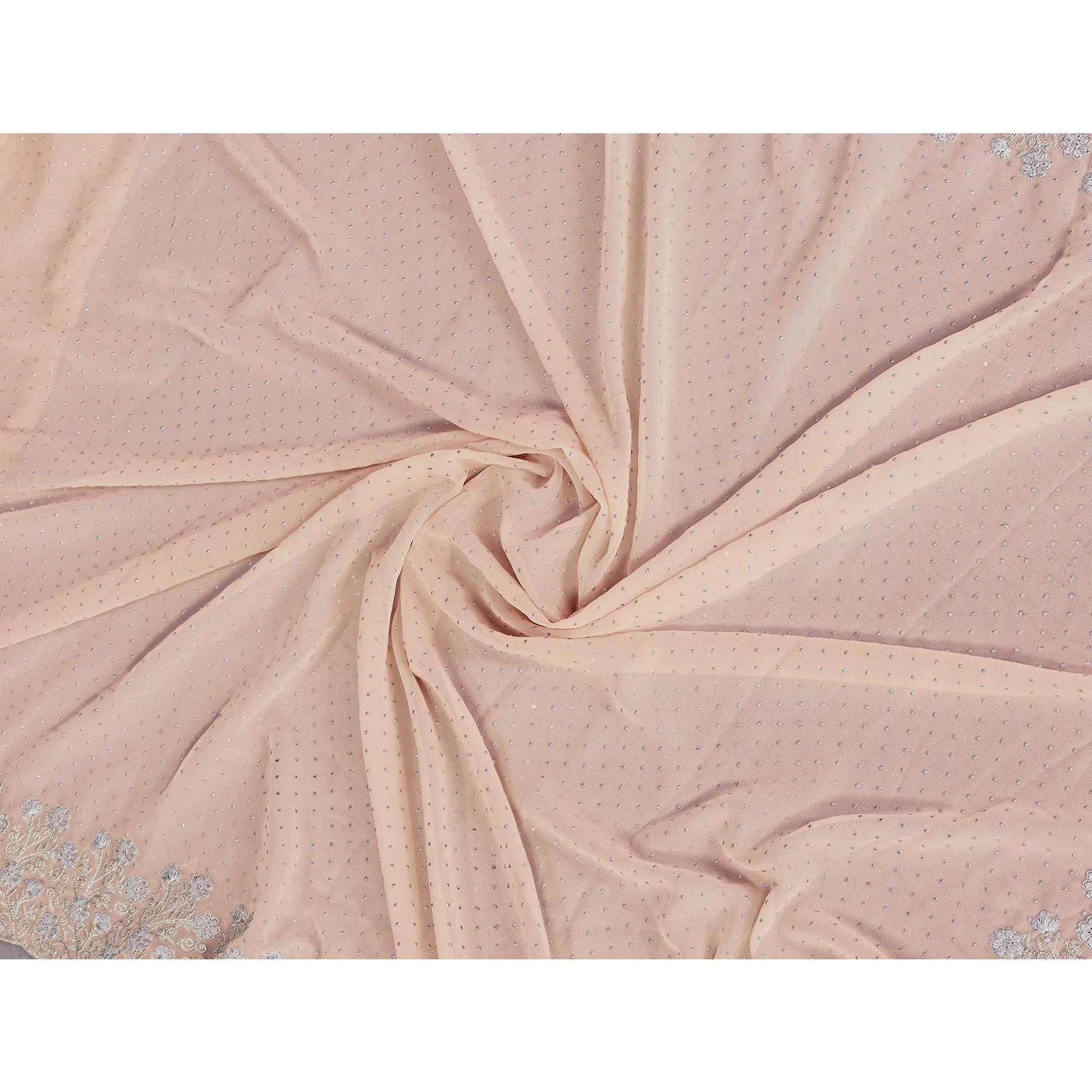 Soft Peach Georgette Saree with Subtle Zari Embroidery - Image 8