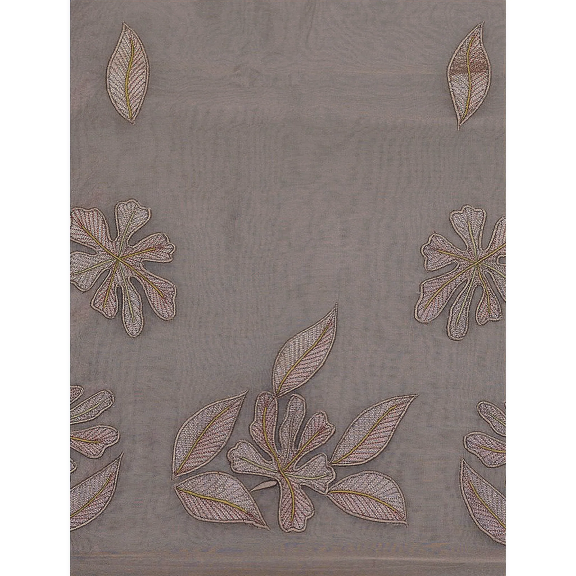 Sophisticated Beige Organza Silk Saree Beautified With Intricate Floral Embroidery & Sequins Work - Image 6