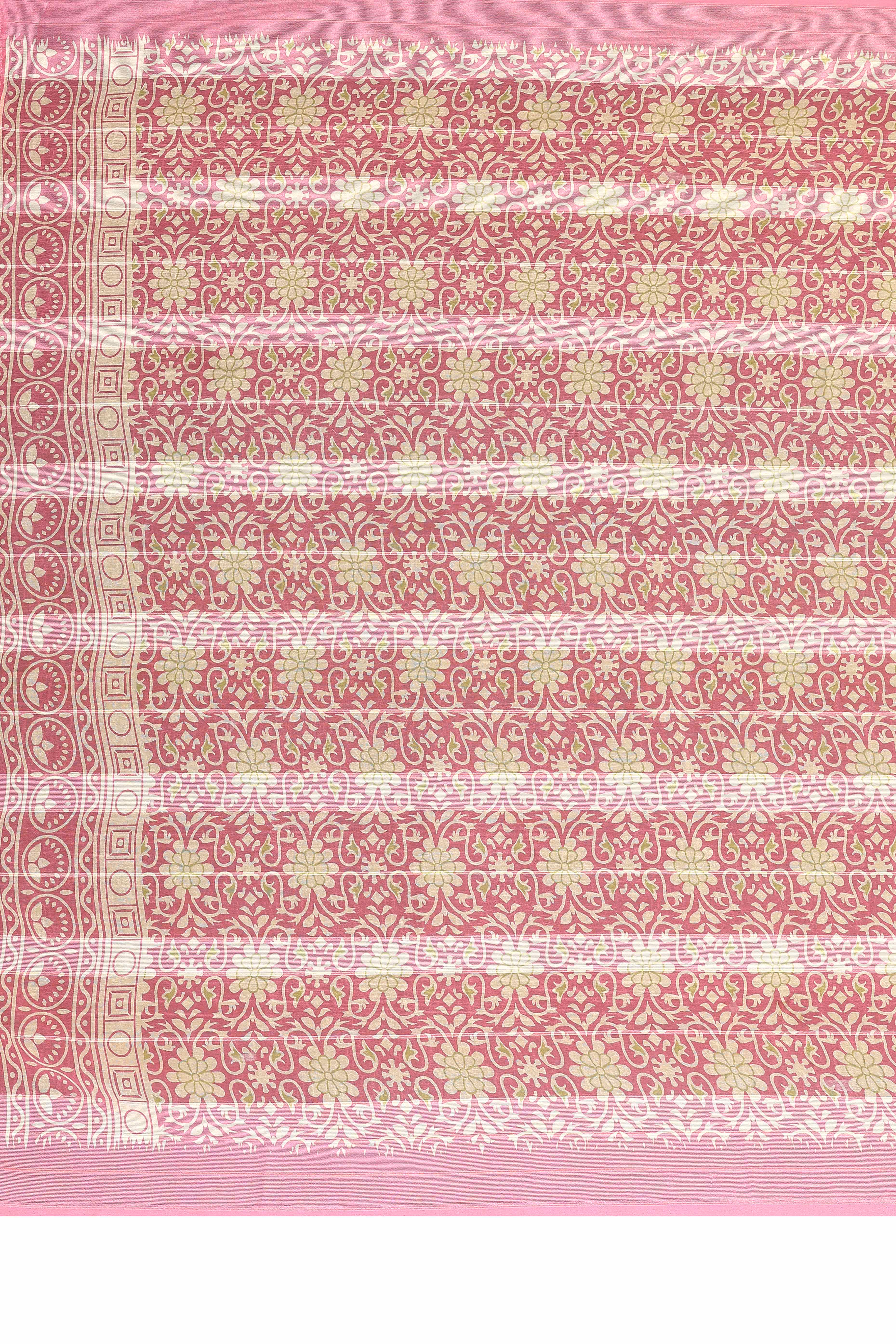 Sophisticated Multiclor Floral Digital Print Georgettte Saree With Zari Touch & Striped Design - Image 7