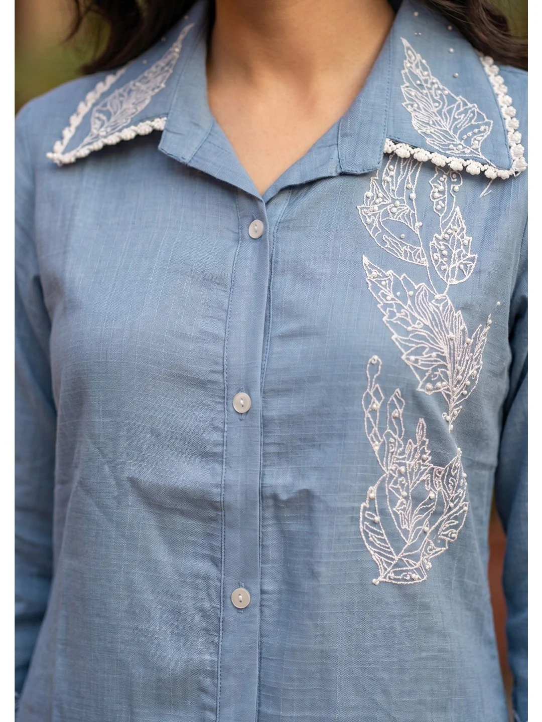 Stylish Blue Viscose Co-ord Set with Intricate Embroidered Work - Image 4