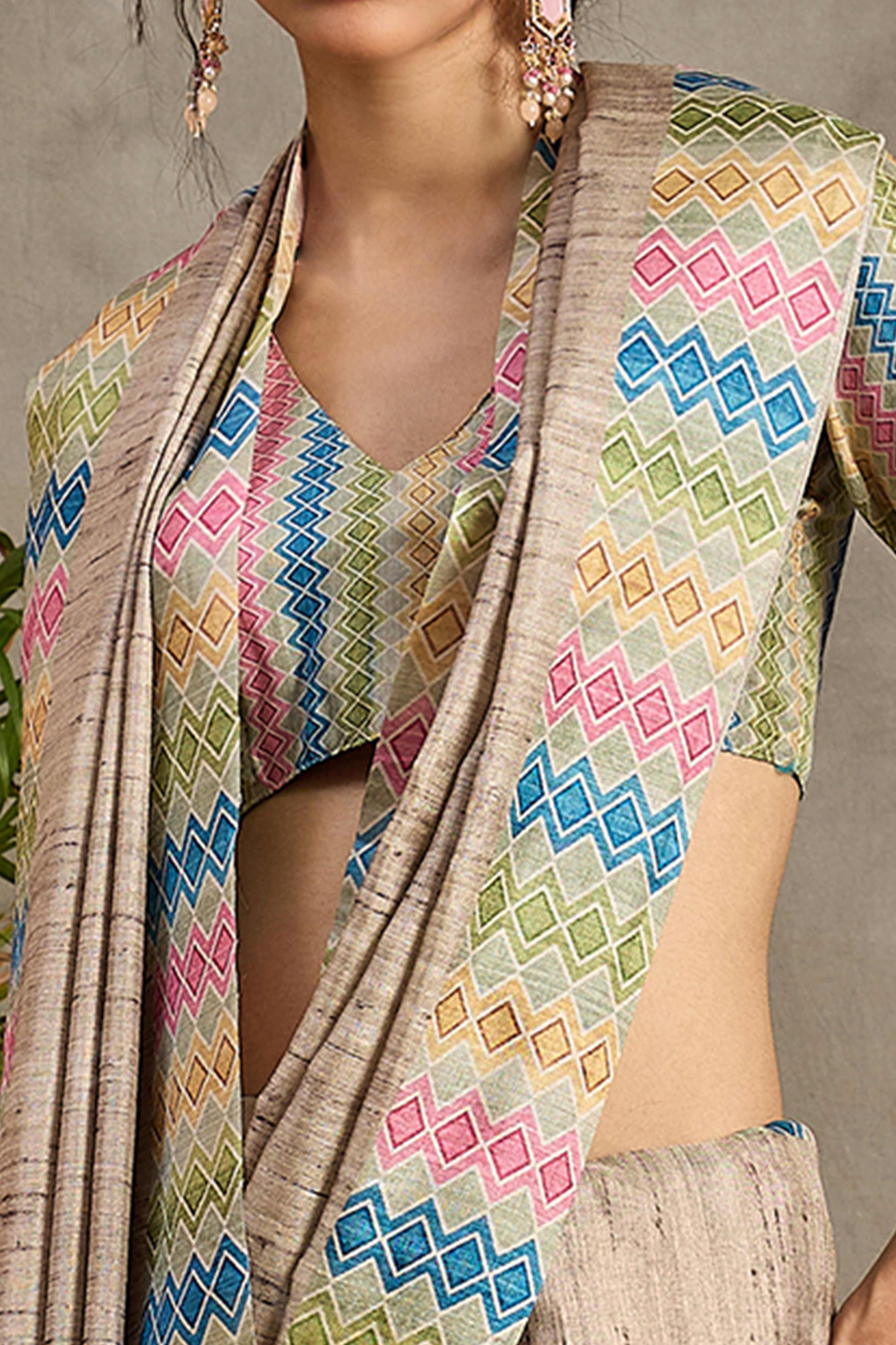 Subtle Grace Beige Woven Cotton Silk Saree with Ethnic Touch - Image 2
