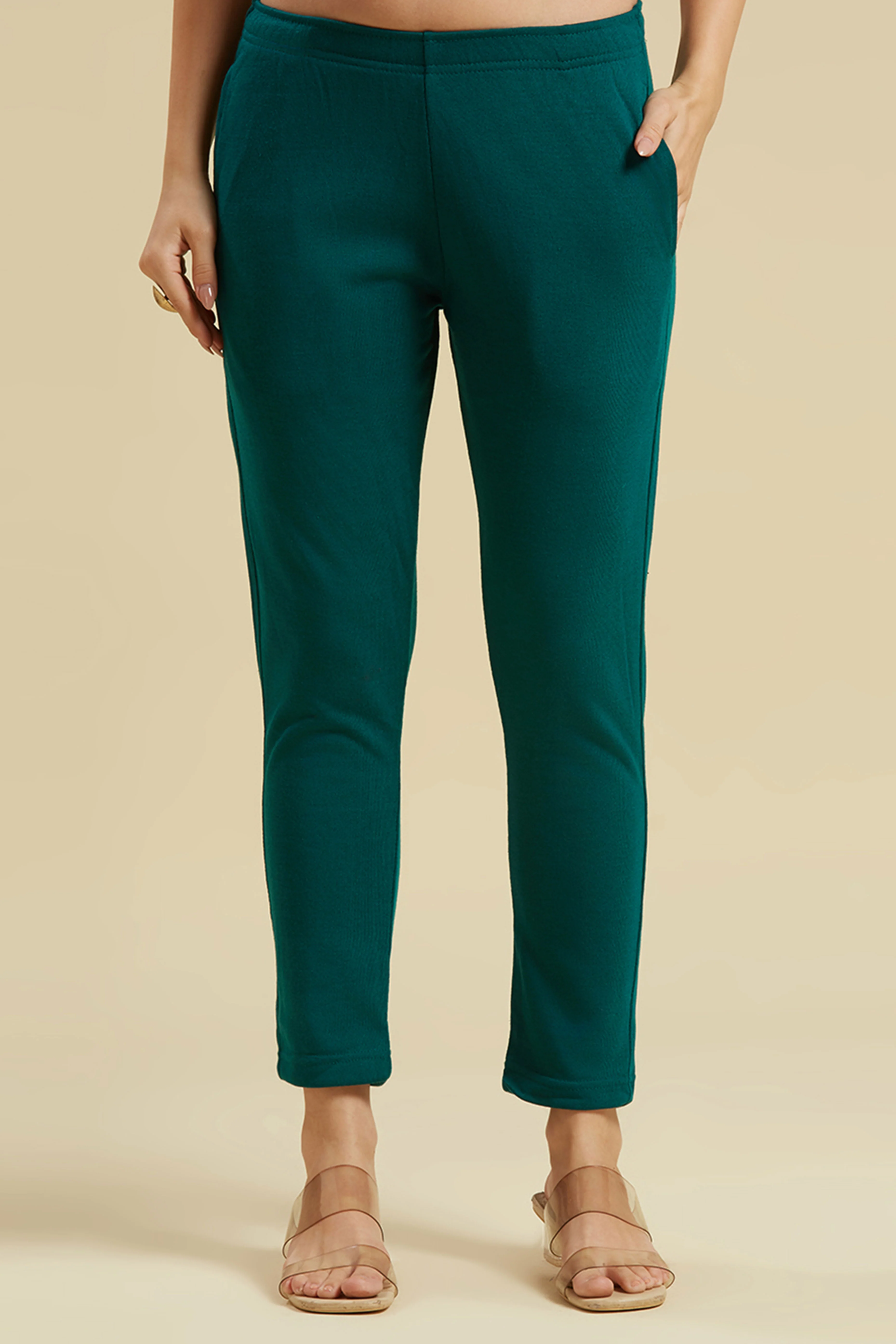 Teal Floral Woolen Top Bottom Set - Image 7