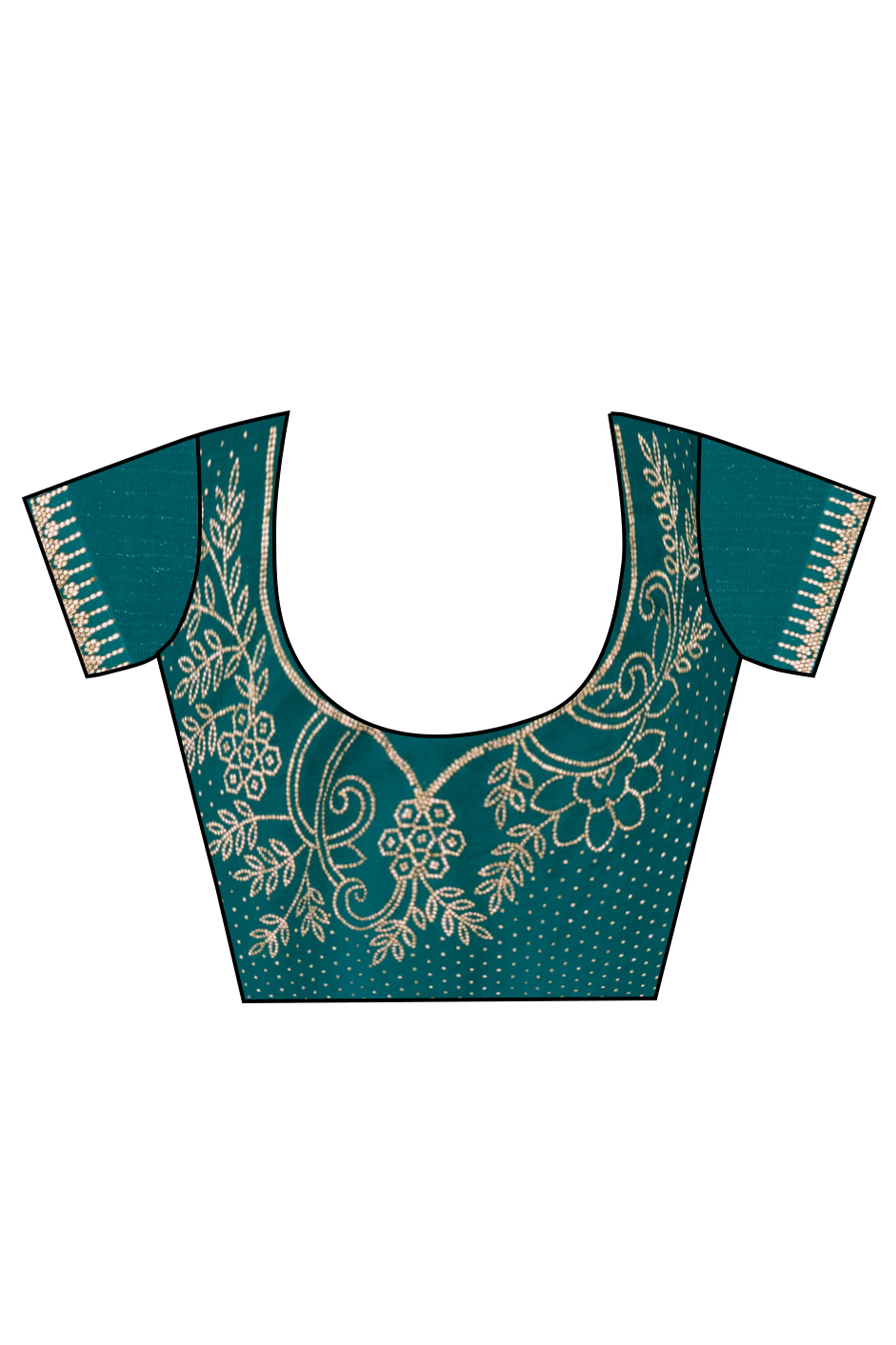 Teal Solid Chiffon Saree With Sparkling Zarkan Border & Latkan Pallu - Image 7