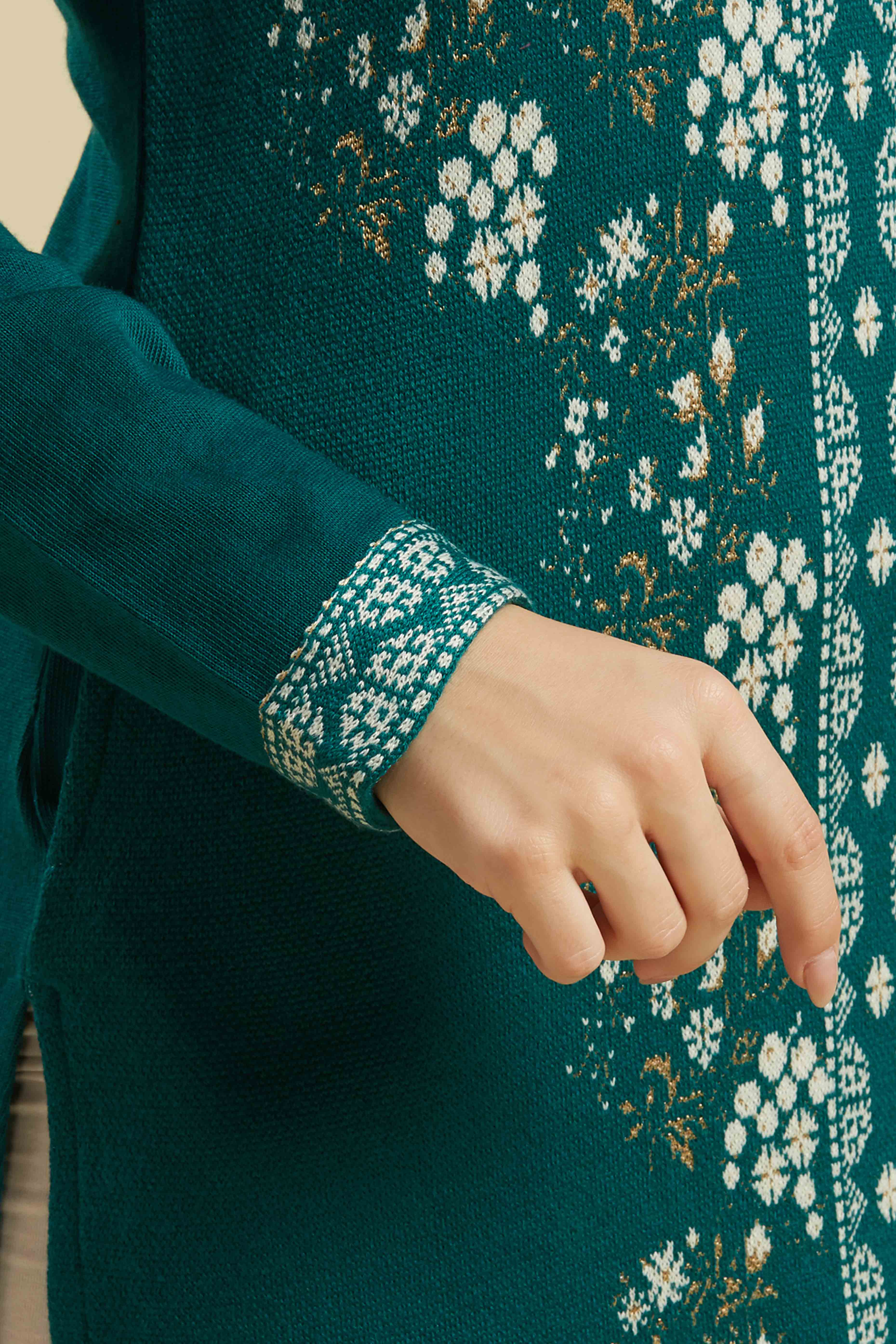 Teal Woolen Straight Kurti - Image 7