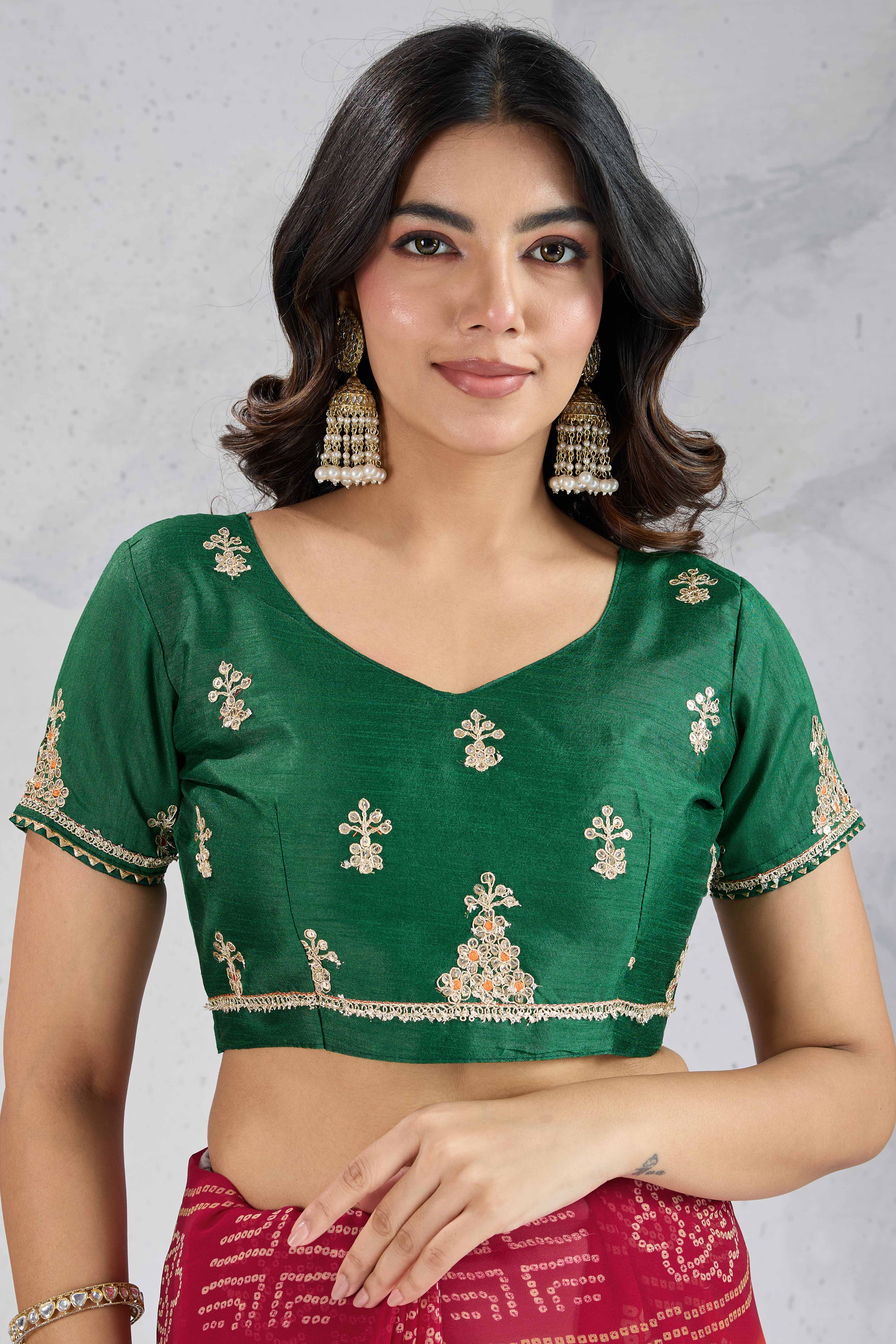 Traditional Bandhani Orange Georgette Saree with Fine Embroidery - Image 7