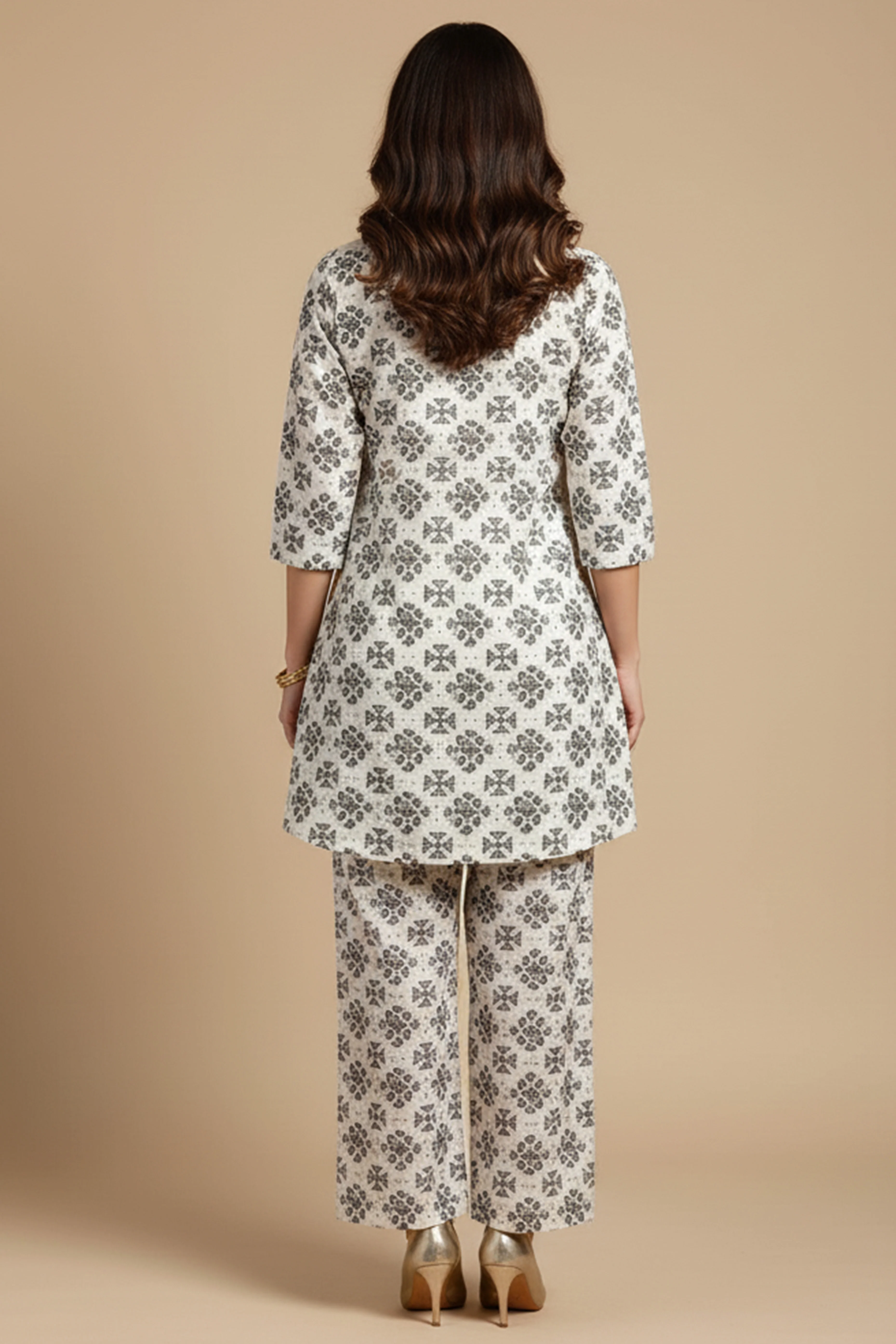 White Printed Pure Cotton Co-Ord Set - Image 3