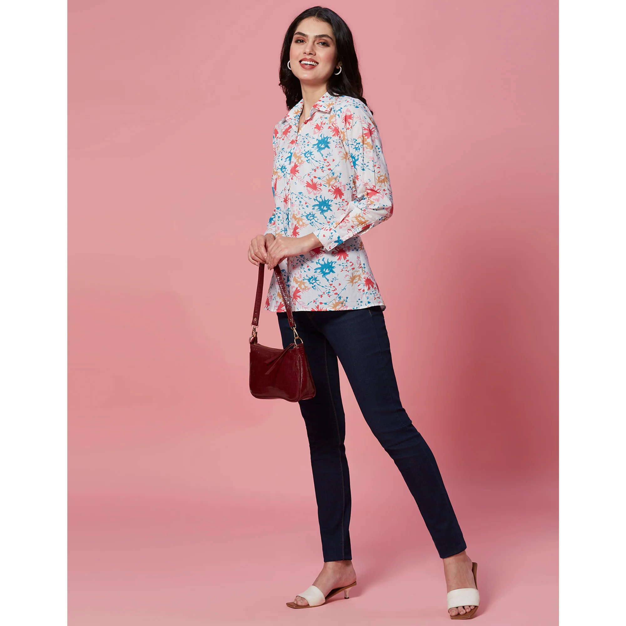 White Printed Pure Cotton Top - Image 6