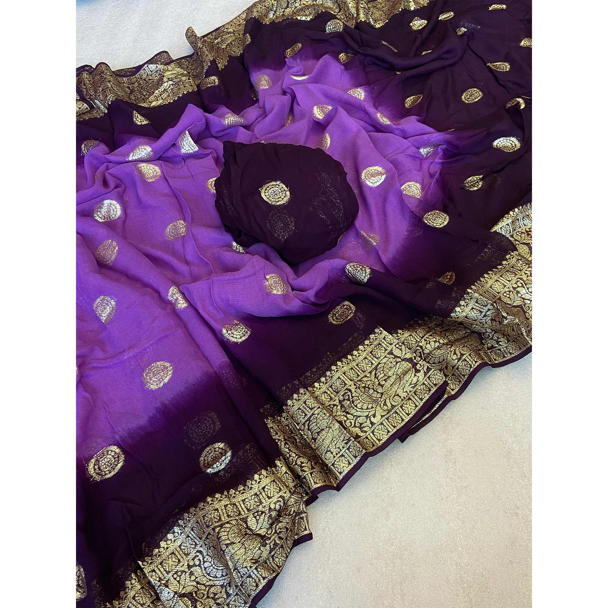 Purple Zari Weaving Pure Viscose Saree - Image 4