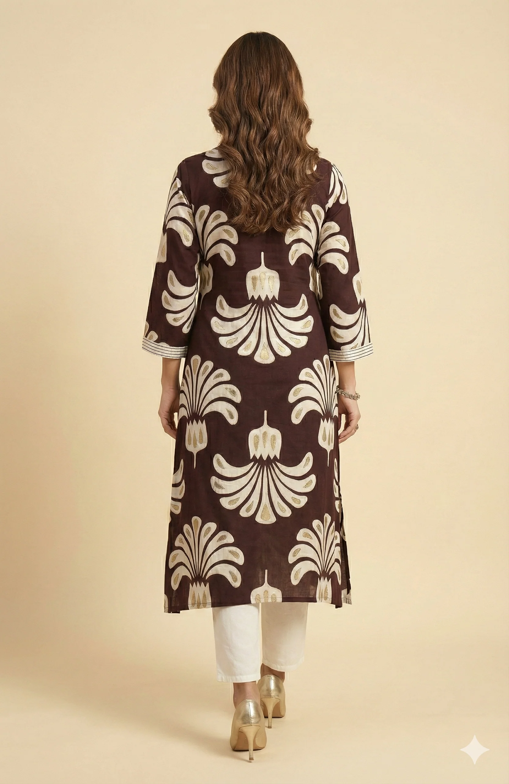 Wine Contemporary Floral Printed Rayon Straight Cut Top & Bottom Set - Image 3