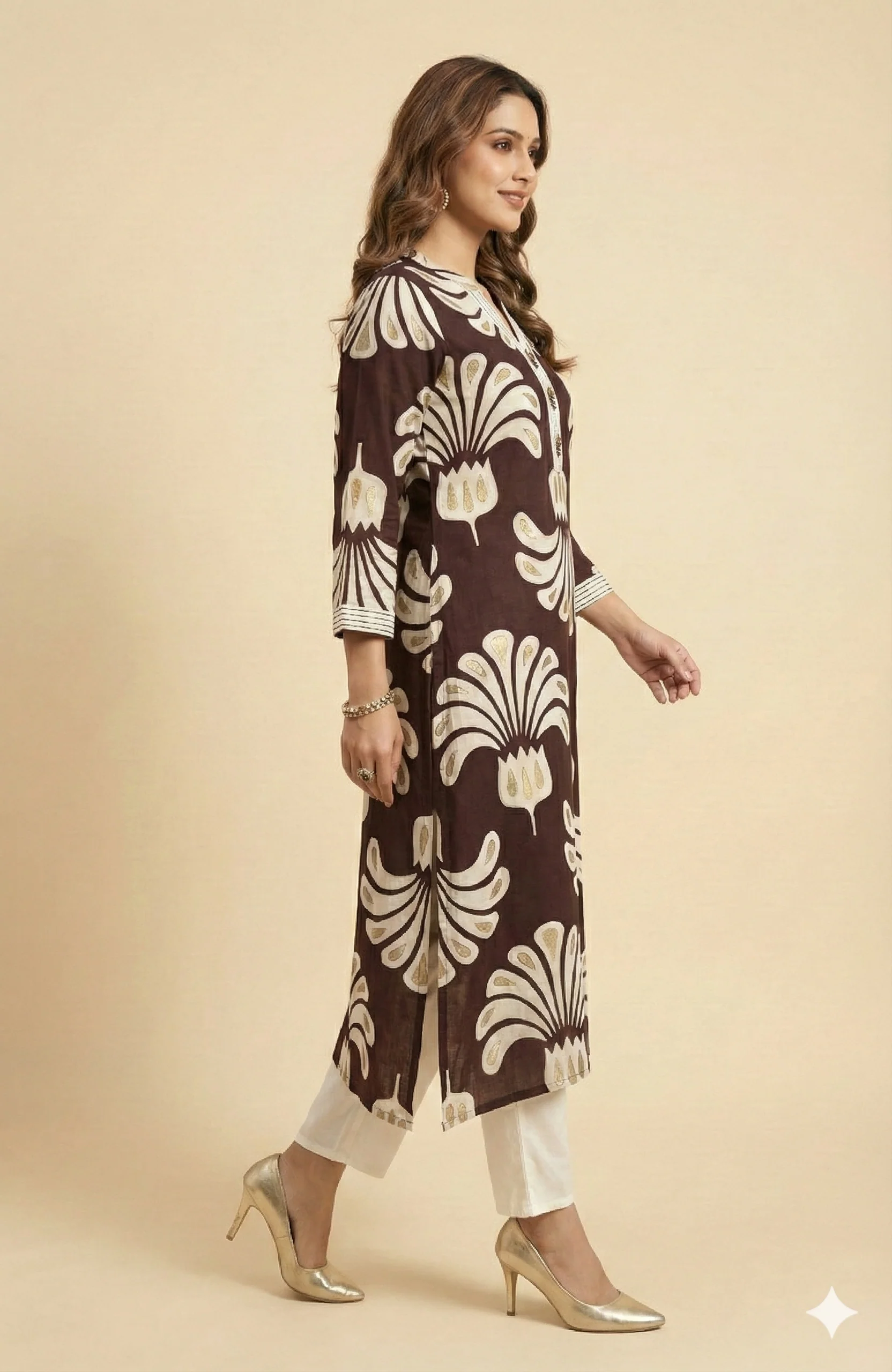Wine Contemporary Floral Printed Rayon Straight Cut Top & Bottom Set - Image 4