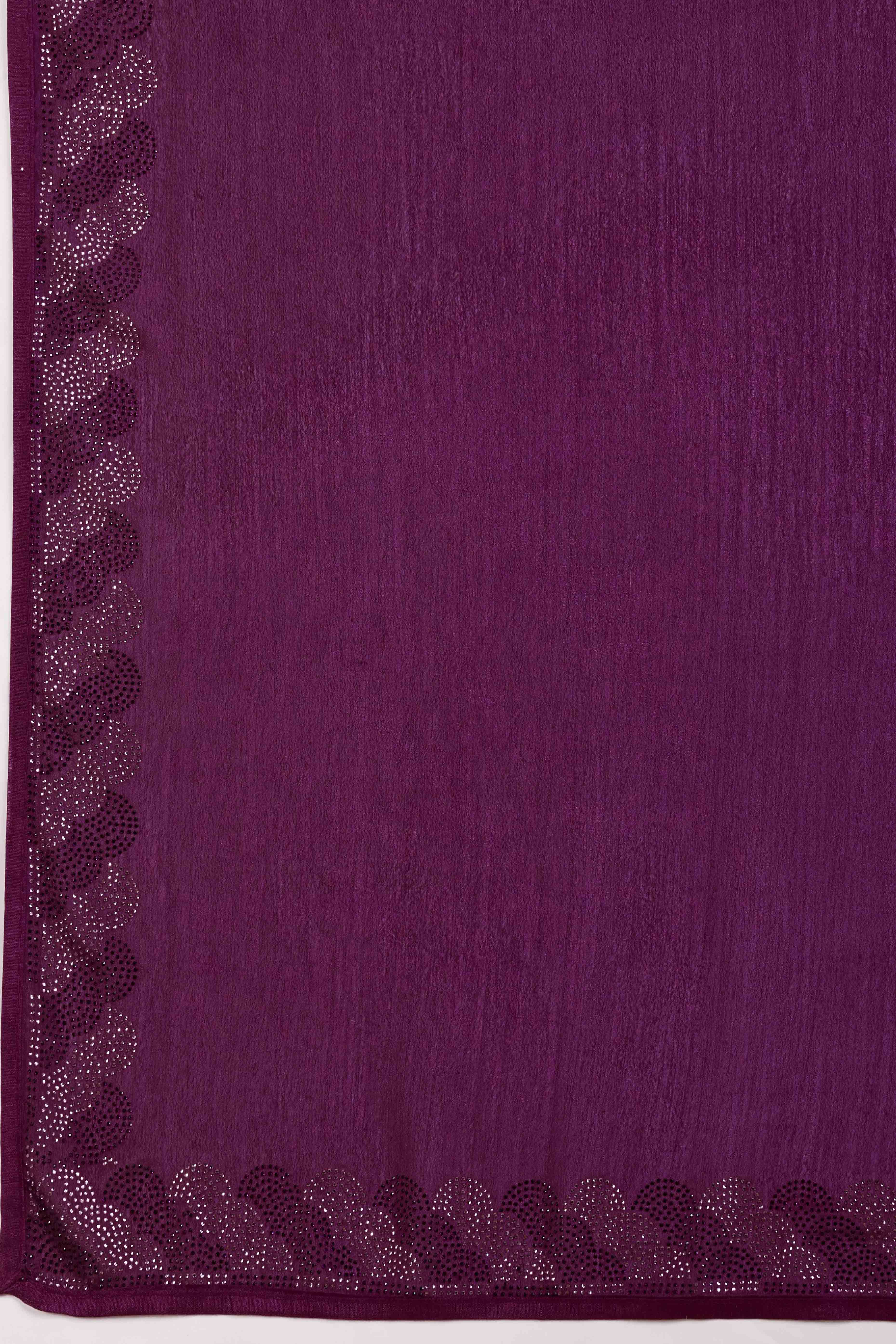 Wine Dual Tone Swarovski Work Chinon Ombre Saree - Image 8