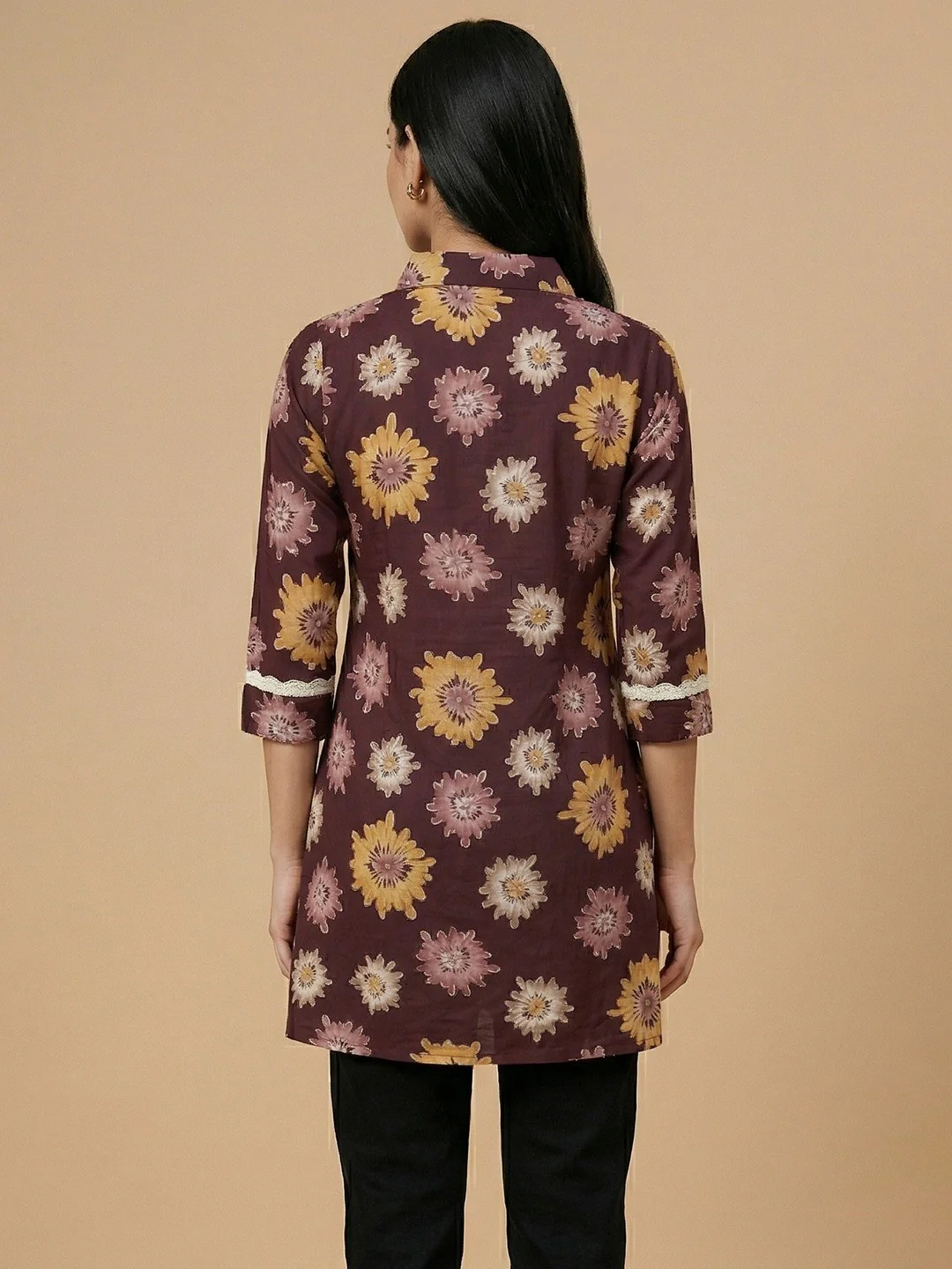 Wine Floral Print Rayon Top for Casual and Daily Wear - Image 3