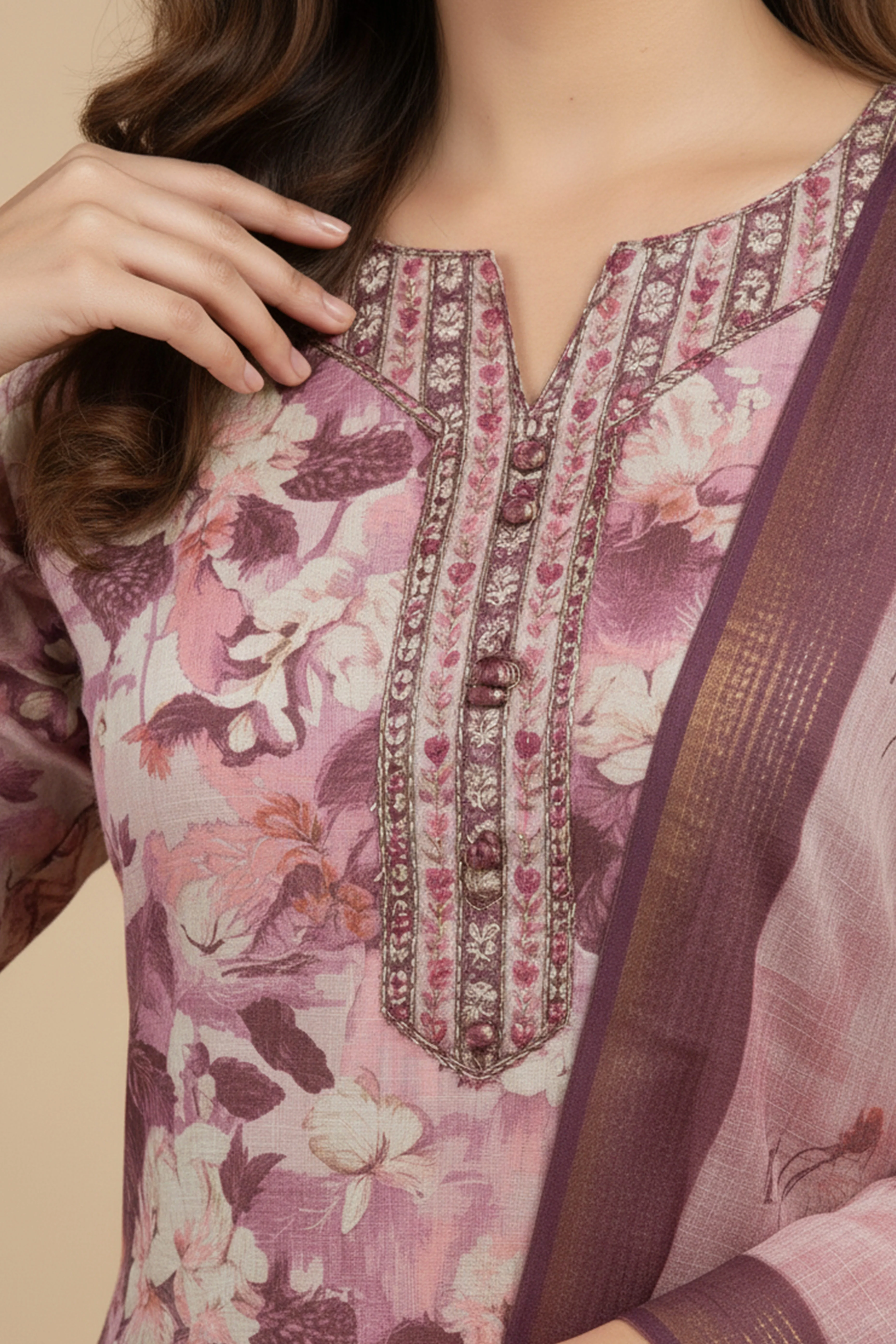 Wine Floral Printed Rayon Capsule Straight Salwar Suit - Image 2