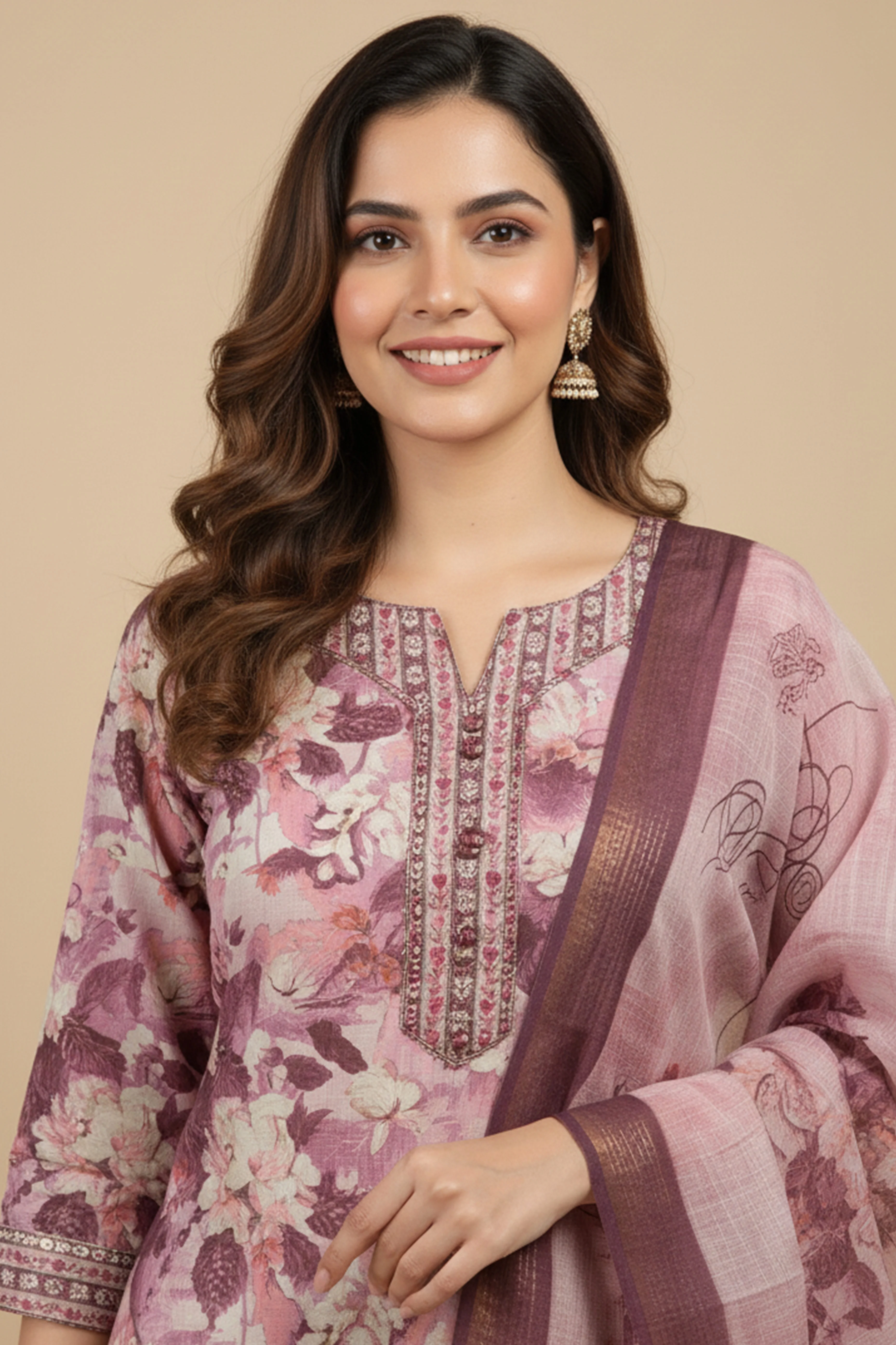 Wine Floral Printed Rayon Capsule Straight Salwar Suit - Image 3