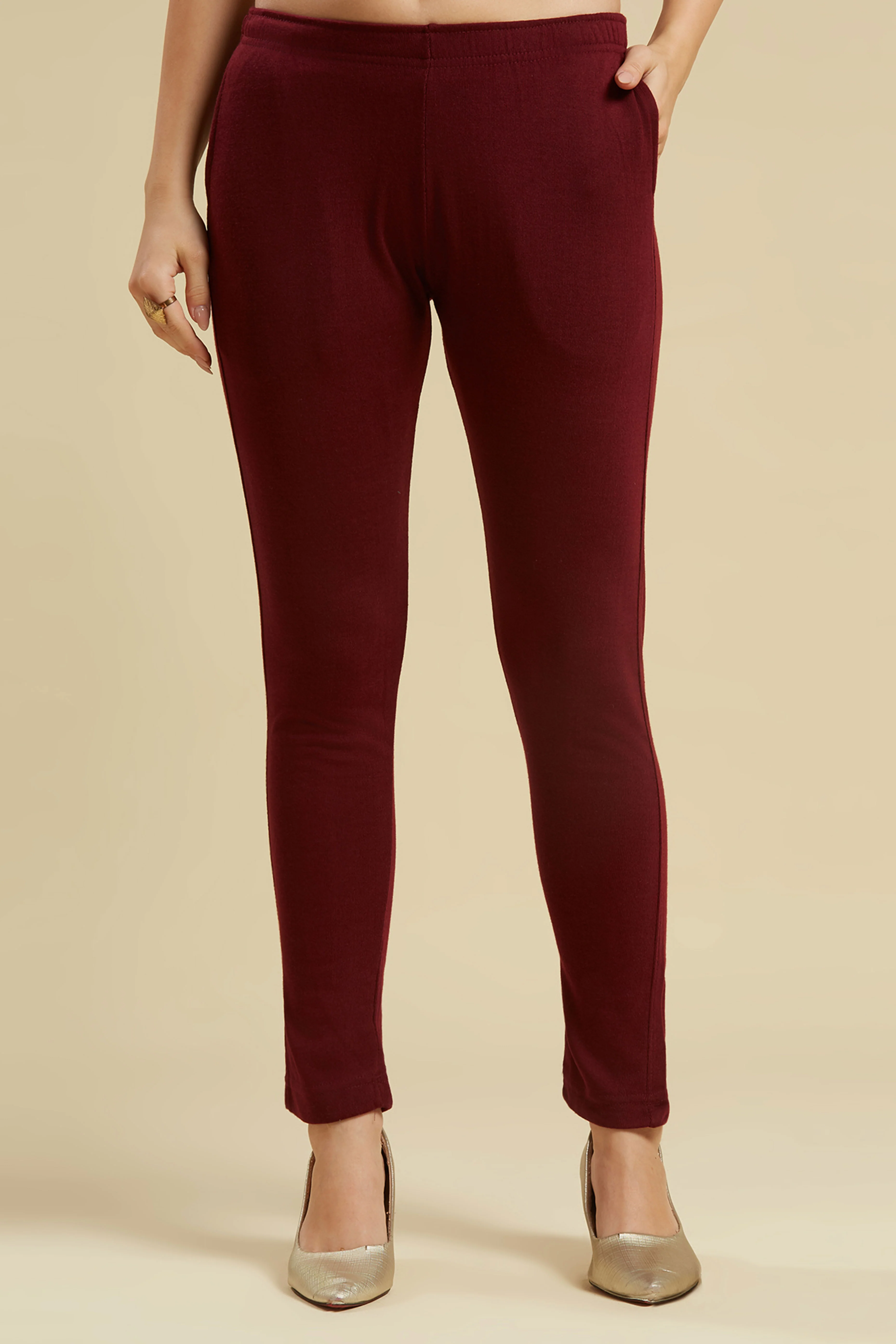 Wine Floral Woolen Top Bottom Set - Image 7