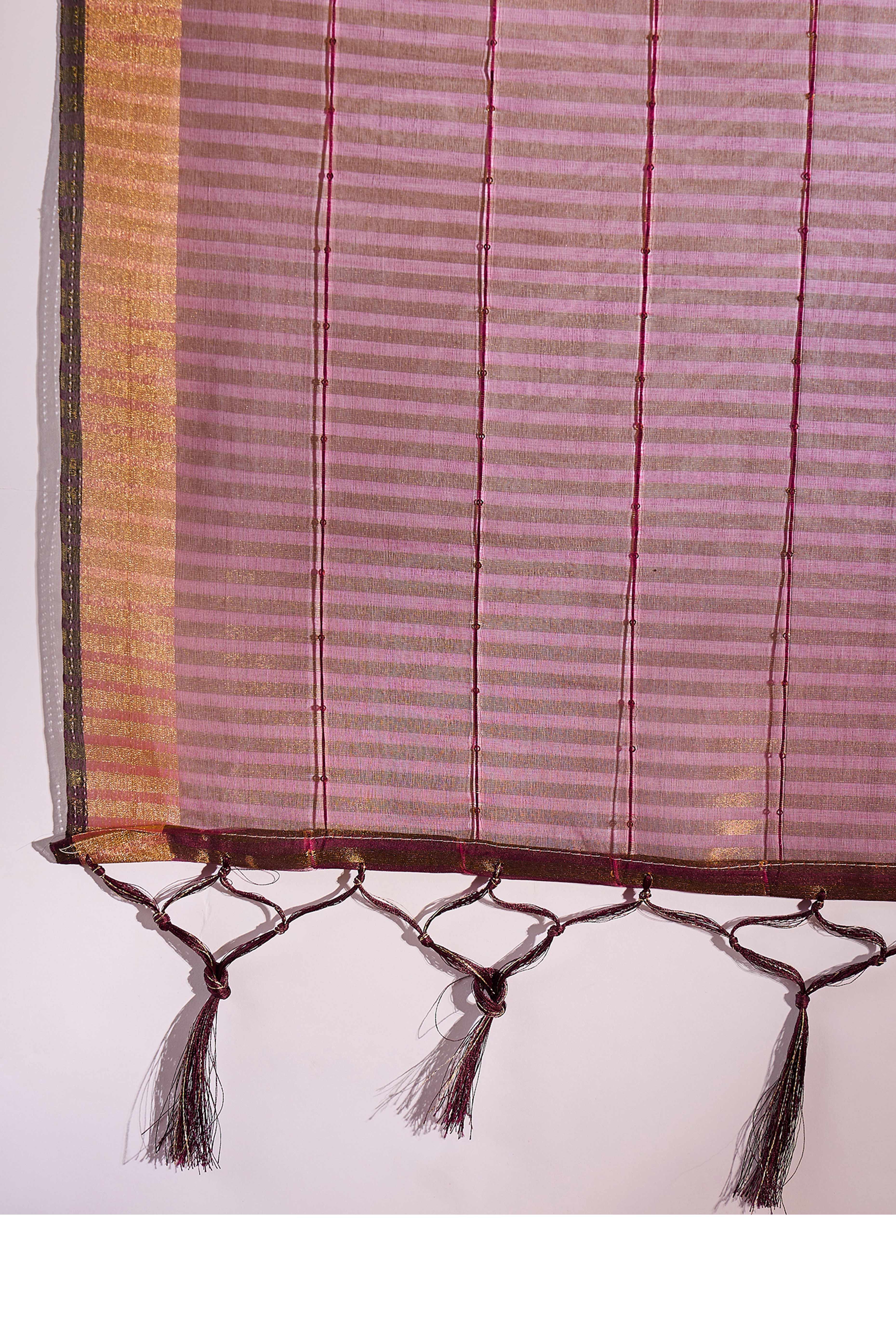 Wine Organza Silk Saree Featuring Shimmering Sequins Embroidery & Elegant Tasselled Pallu - Image 7
