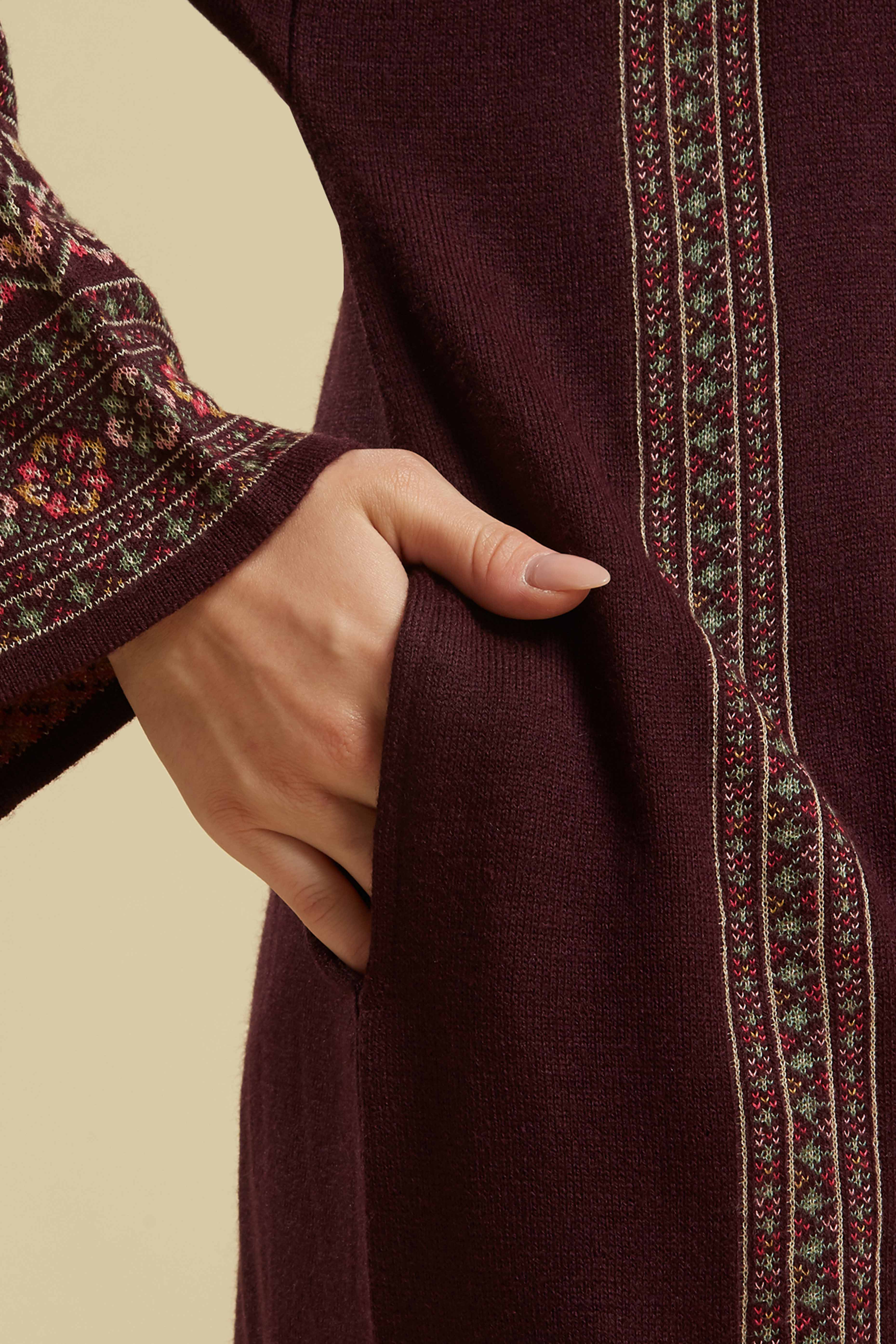 Wine Woven Woolen Straight Kurti - Image 7