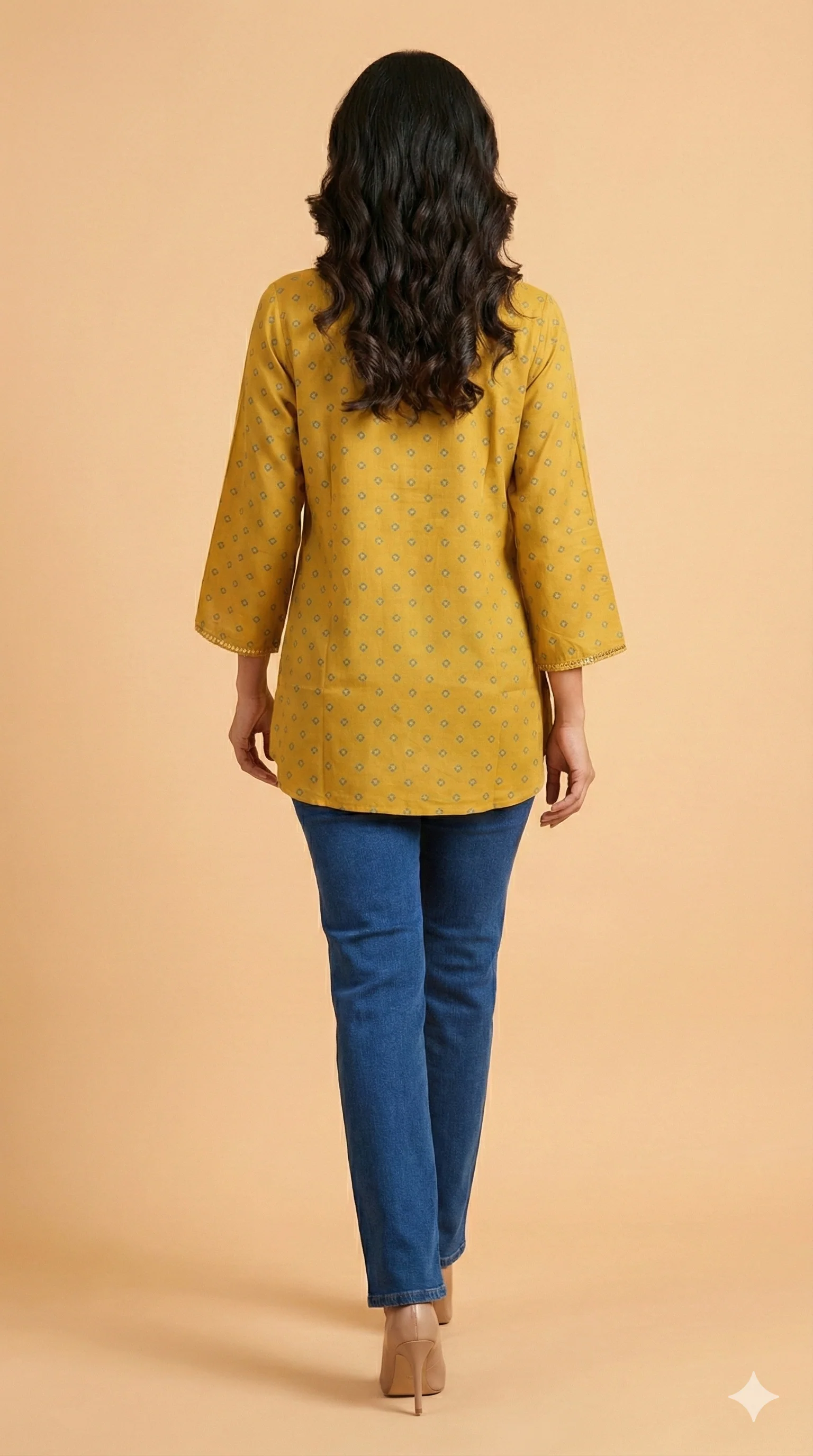 Yellow Floral Printed Straight Muslin Shirt Top Perfect for Chic Daily Outfits - Image 3