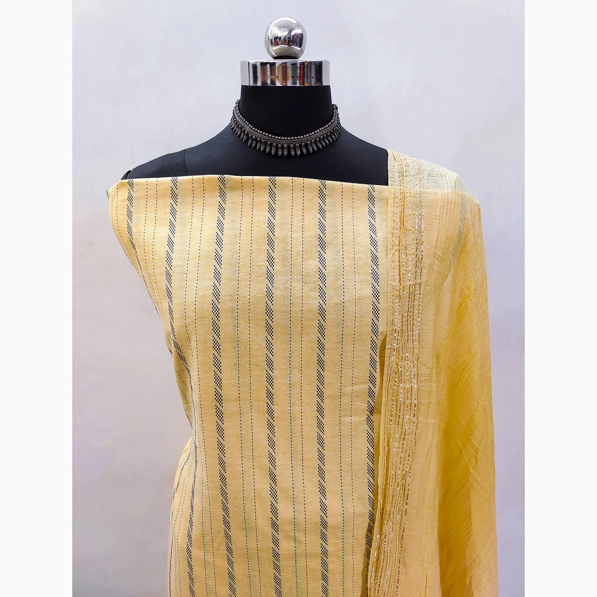 Yellow Woven Pure Cotton Dress Material - Image 4